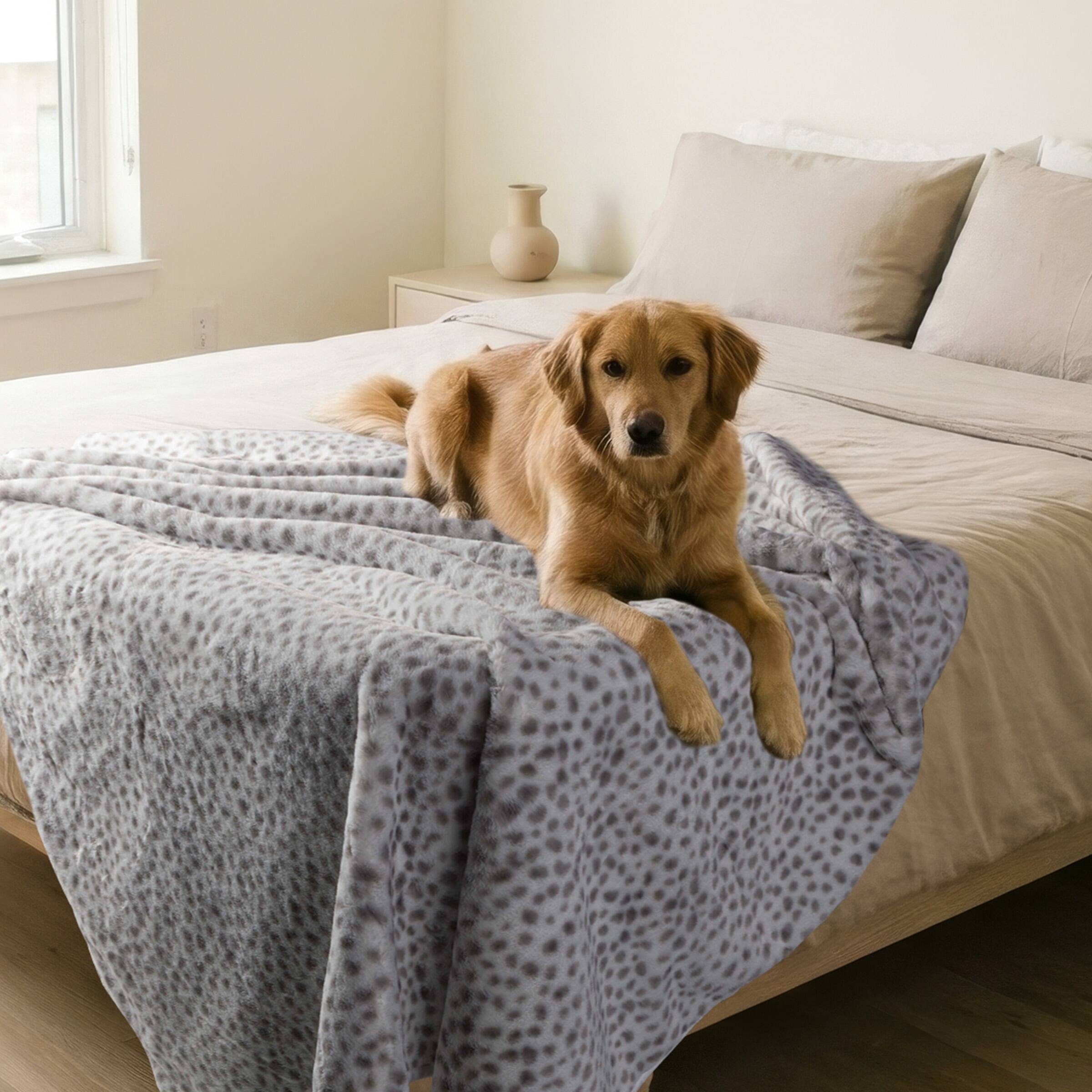 Alt View 1. Lavish Home - Waterproof Blanket for Bed, Couch, or Car 60” x 80” Reversible Queen Size Throw Blanket Washable Pet Throws - White.