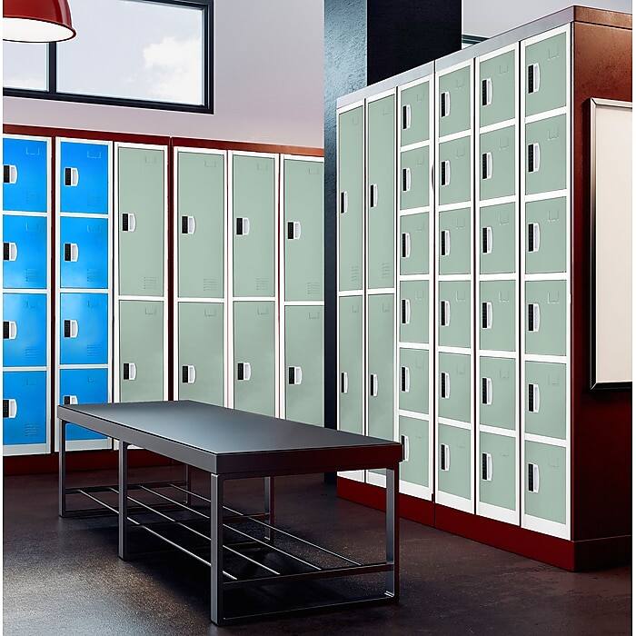 Left. AdirOffice - Storage Locker 629-Series 72" H 6-Tier Steel Digital Lock 6-Shelf Locker - Misty Green.