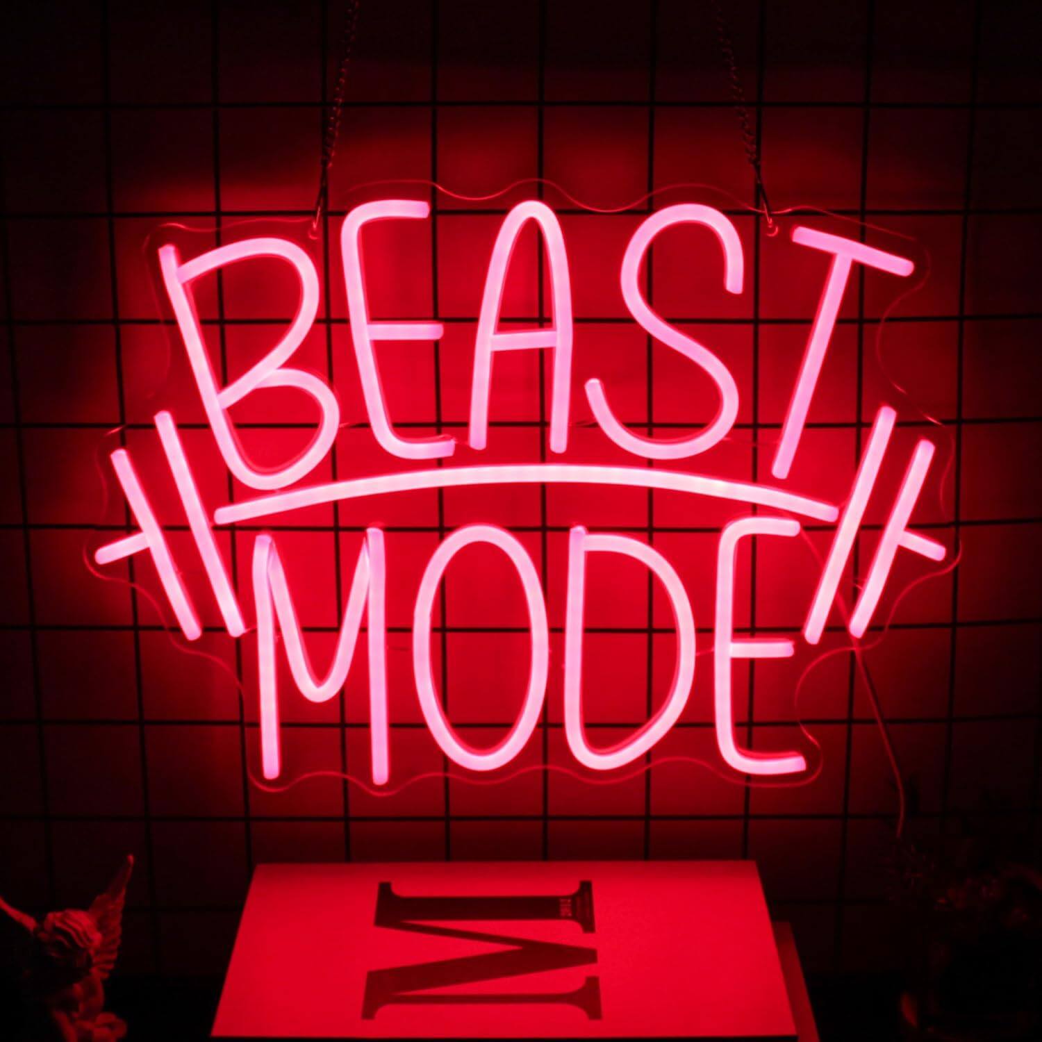 Auledio Beast Mode Neon Signs for Wall Decor Red Letter LED Neon Light ...