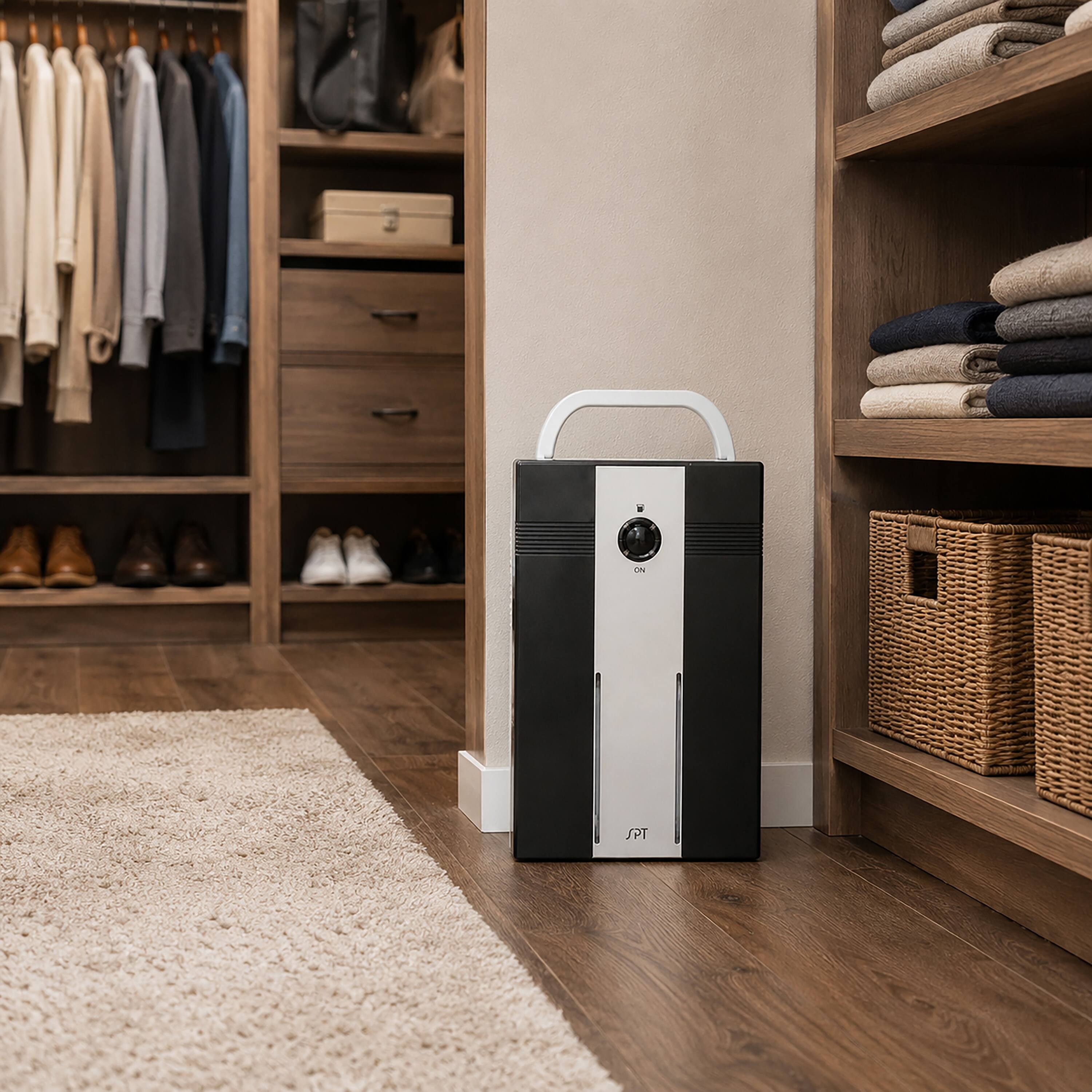 Alt View 2. SPT - Mini Thermo-Electric Dehumidifier - Black/Silver.