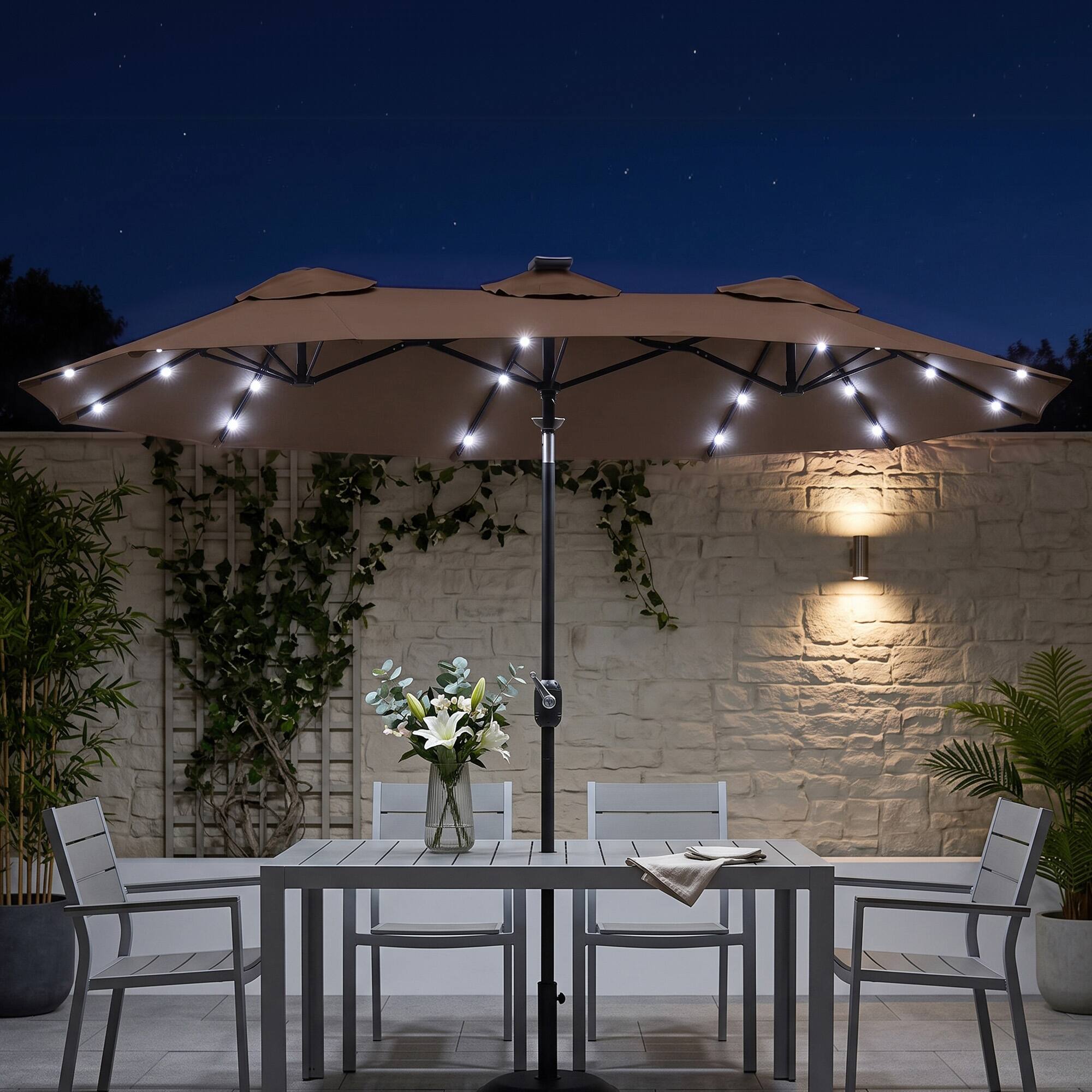 Alt View 1. Outsunny - Patio Umbrella, 9.7 ft. Outdoor Umbrella with 45-Degree Tilt and Crank - Coffee.