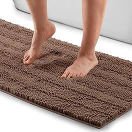 Zulay Kitchen - Soft Shaggy Bathroom Rug - Ultra Absorbent Bath Mats for Bathroom Non Slip Carpet (17"x24") - Sand Stone