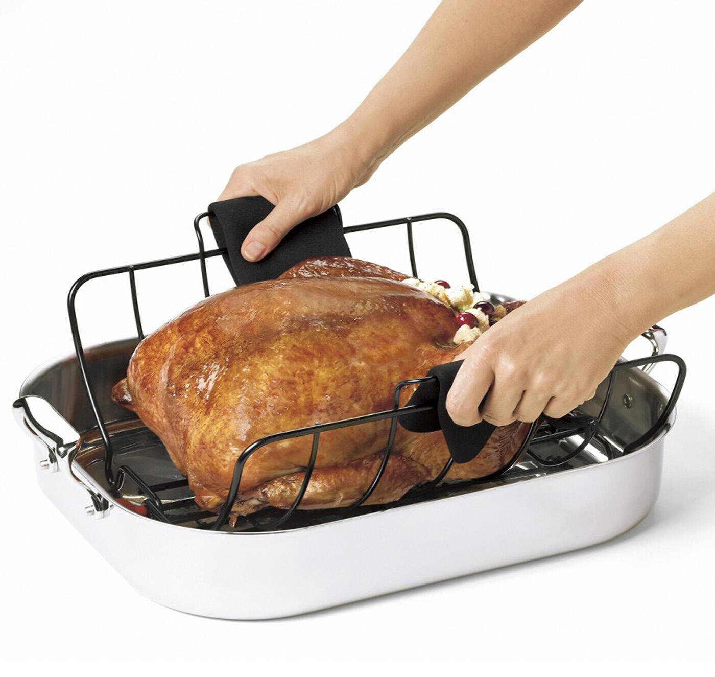 Alt View 1. Cuisipro - Roast & Serve Non-Stick Turkey and Poultry Roasting Rack - Black.