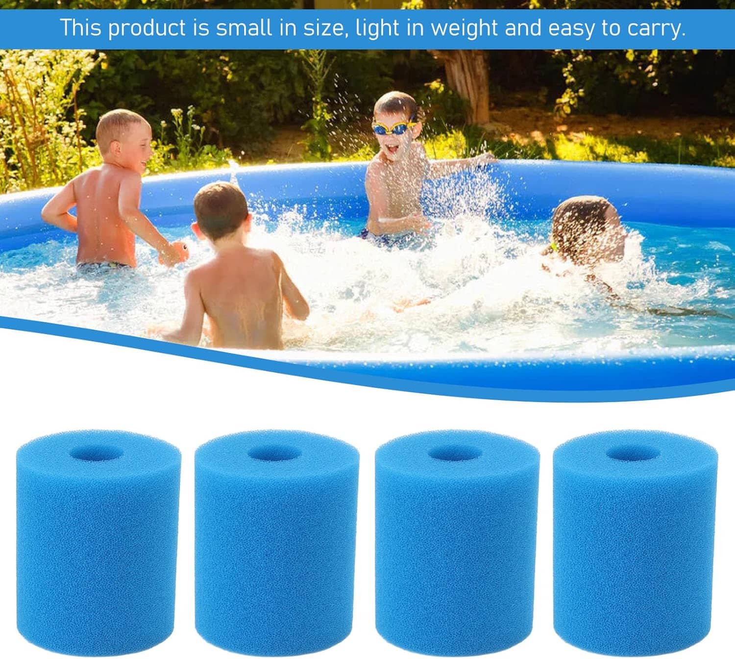 Auledio - Swimming pool water filtration sponge column, reusable and washable, suitable for swimming pools