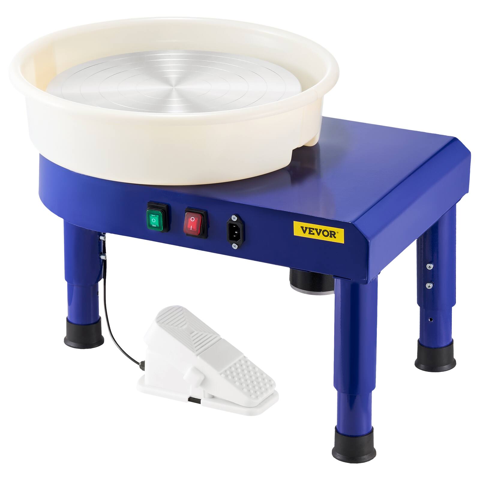 Alt View 5. VEVOR - Pottery Wheel, 14 in Ceramic Wheel Forming Machine, 60-300 RPM Speed Adjustable Foot Pedal, Adjustable Lift Leg - Blue.