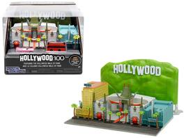 "Hollywood 100" Walk of Fame Diorama with Pink Convertible and Double-Decker Bus "Nano Scene" Series model by Jada - Multicolor