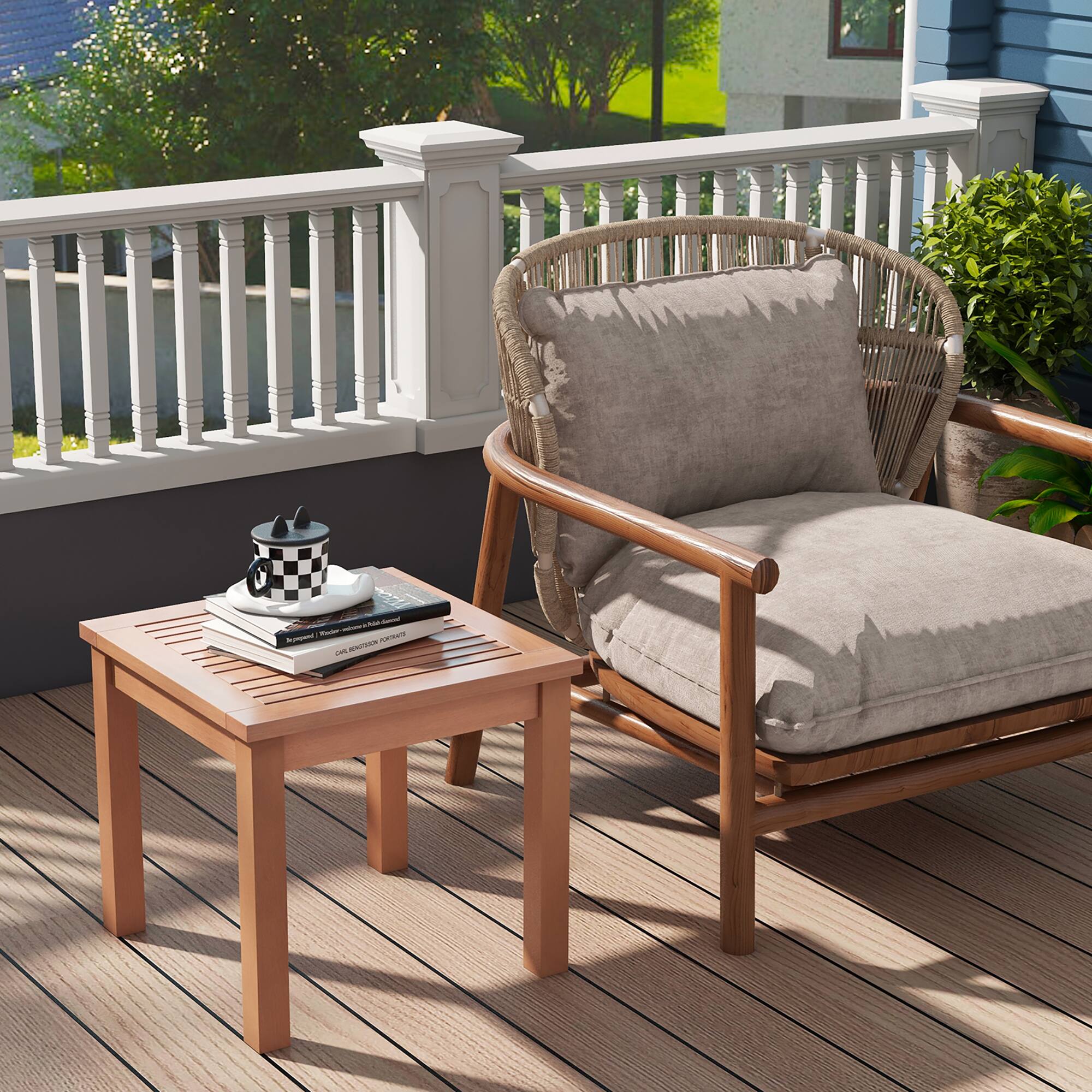 Alt View 4. Gymax - Gymax 2PCS Outdoor Adirondack Side Table 18'' Square End Table w/ Slatted Tabletop - Orange.