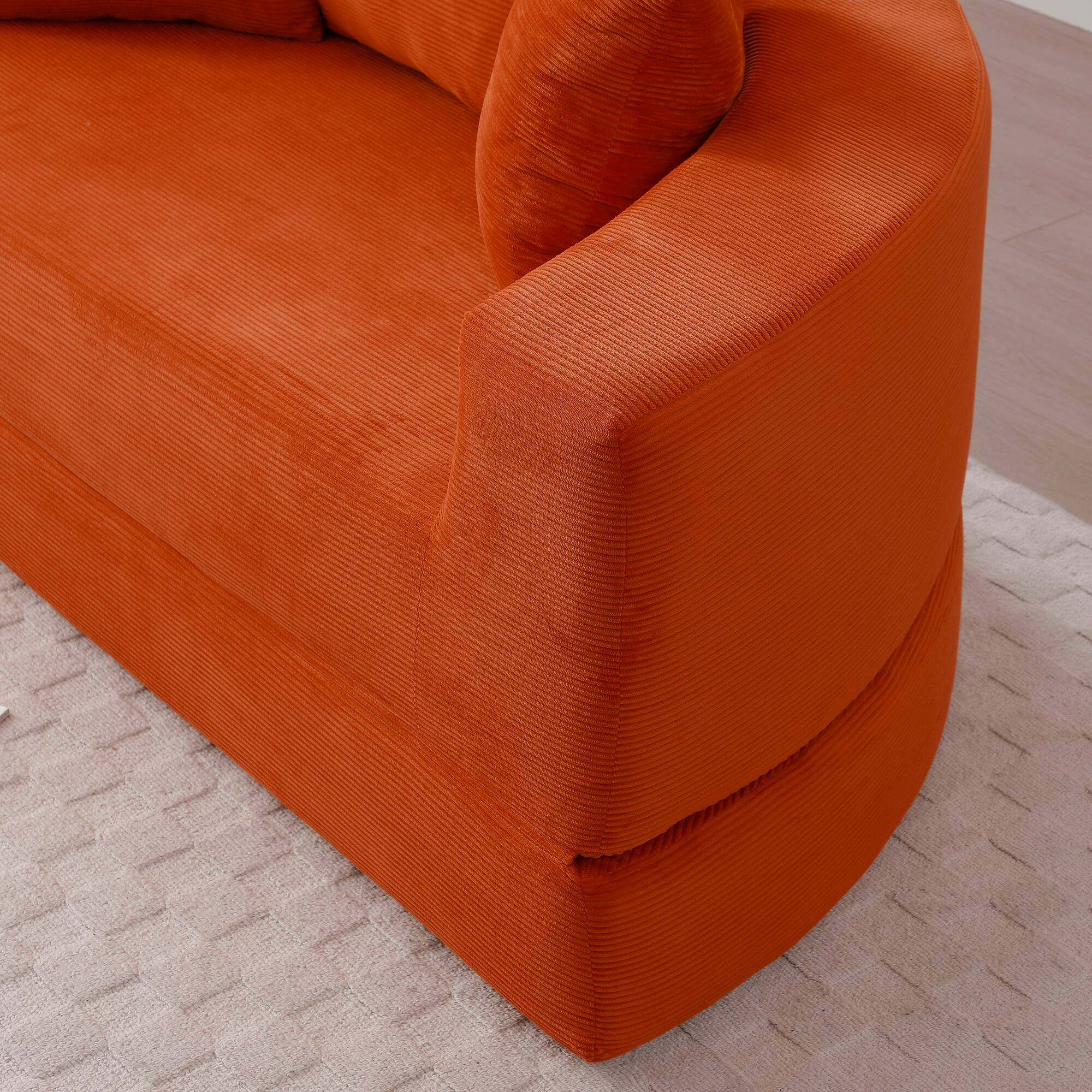 Alt View 7. Meqiodas - Convertible Sofa Couch Bed, Multi-Functional, Circular Bed, Adjustable Futon Sofa, No Assembly - Orange.