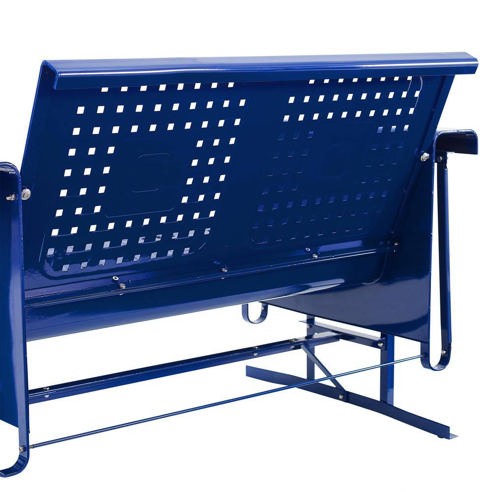 Left. Crosley Furniture - Bates Retro Outdoor Loveseat Glider - Navy Gloss.