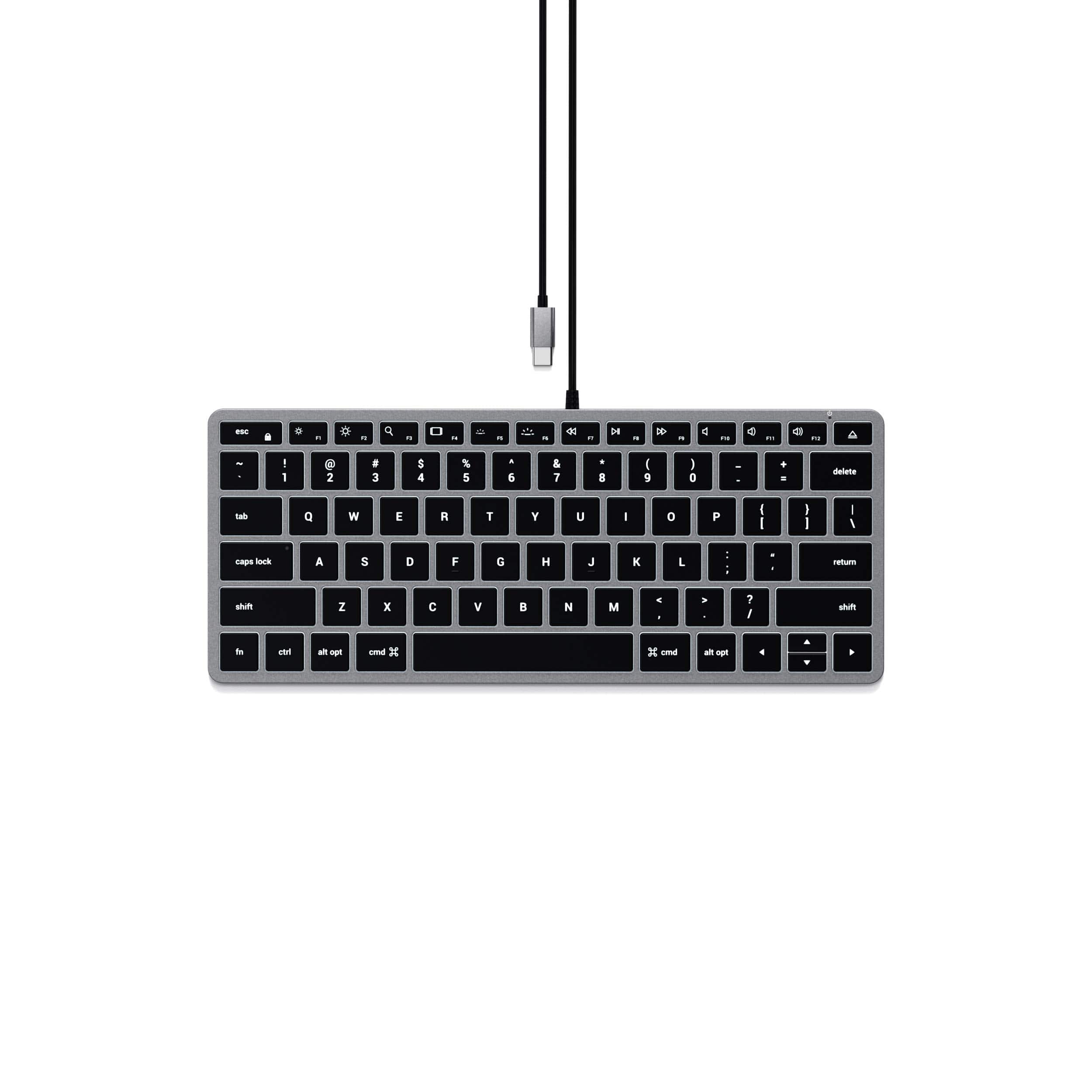 Satechi - Slim W1 Wired Backlit Keyboard - Illuminated Keys, USB-C Connection for MacBook Air/Pro, iPad Air/Pro, Mac mini, iMac - Space Gray