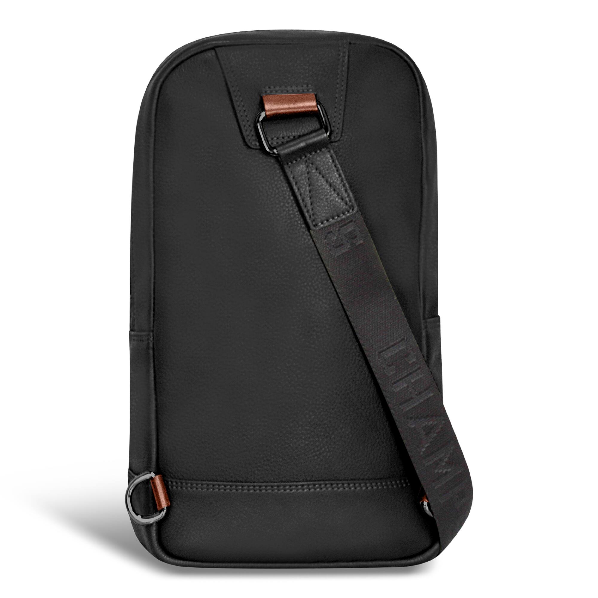 Alt View 2. Champs - Onyx Collection Leather Sling Bag - Black.