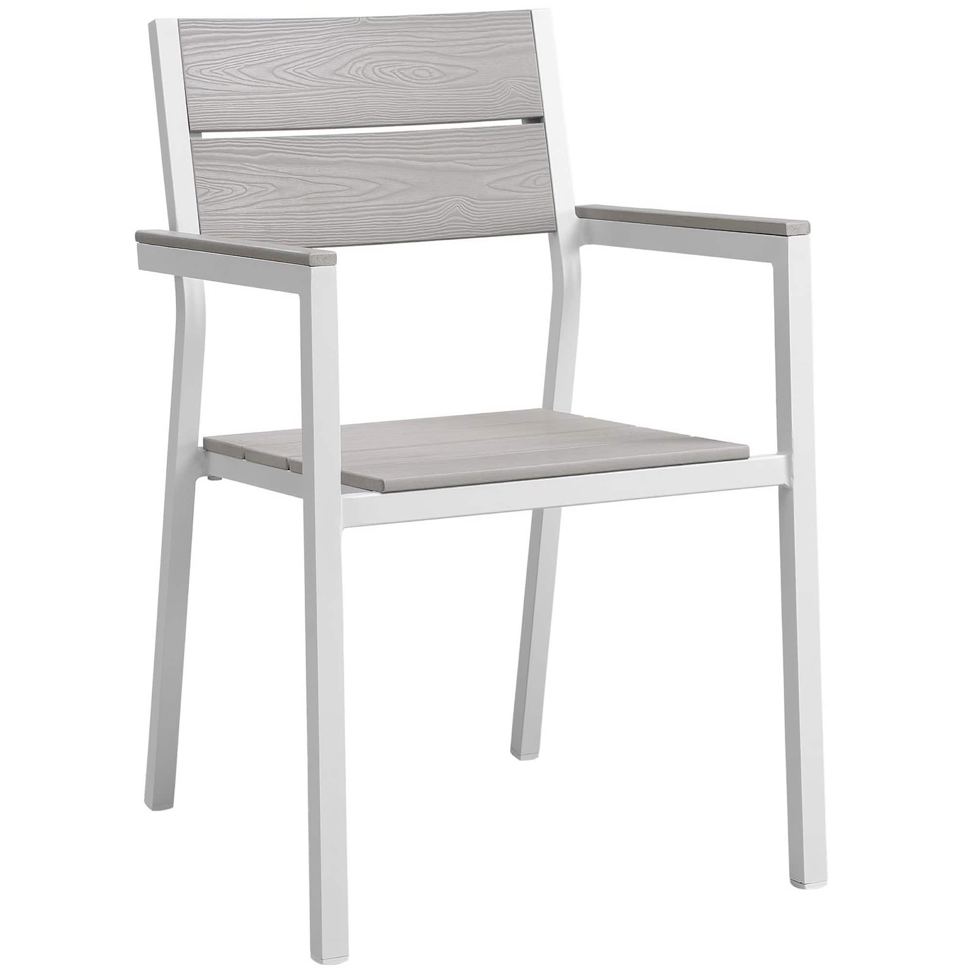 Maine Dining Outdoor Patio Armchair by Modway - White Light Gray