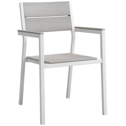 Front. Modway - Maine Dining Outdoor Patio Armchair by Modway - White Light Gray.