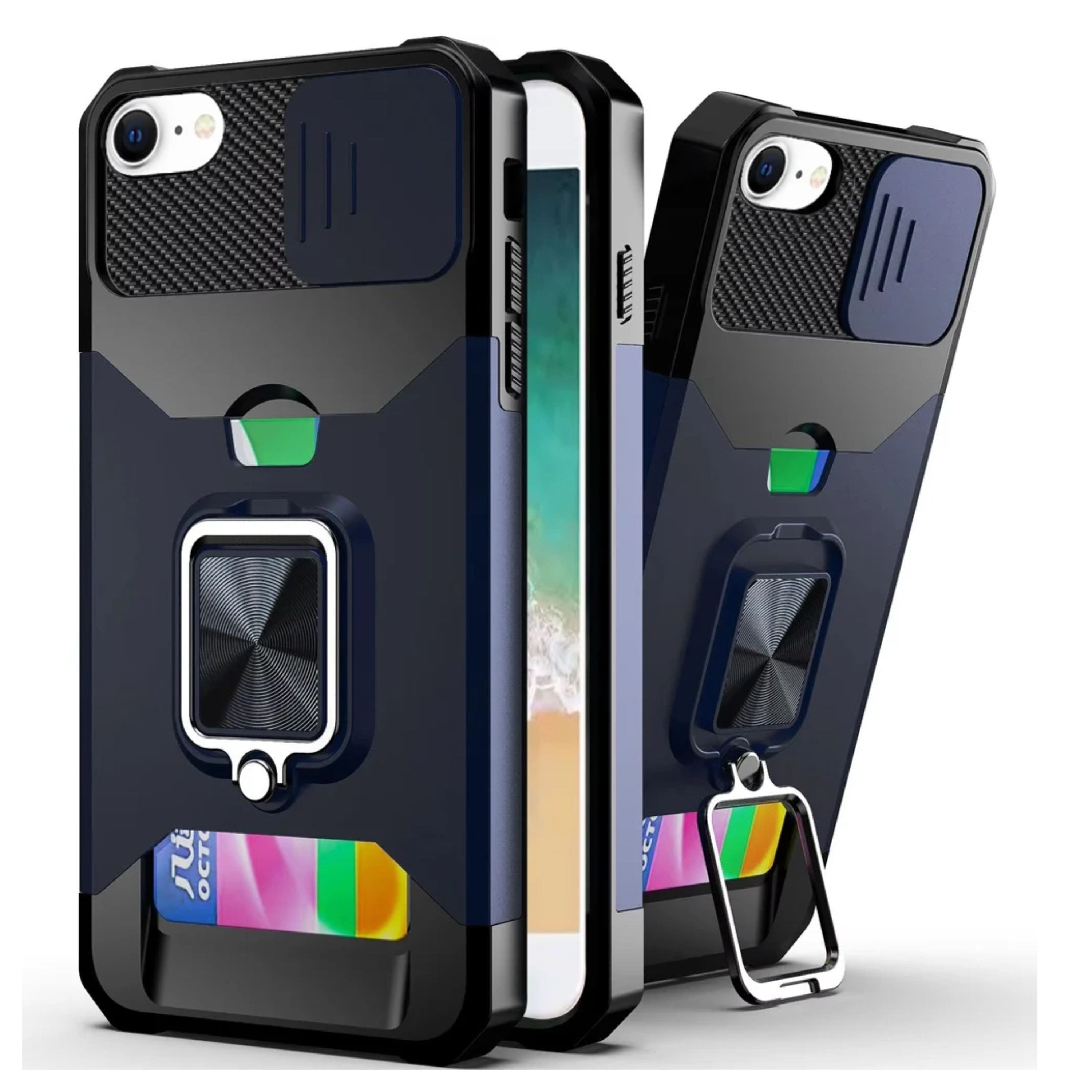 Kitcheniva - Rugged Multi-Use Card Magnetic Ring Stand Cover Phone Case With Tempered Glass For iPhone 16e/17e - Blue price history on PriceWatchPro