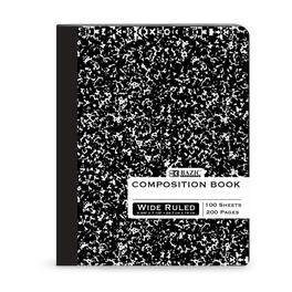 BAZIC Products - Composition Book, Wide Ruled, Black Marble, 100 Sheets - 9-3/4" x 7-1/2"