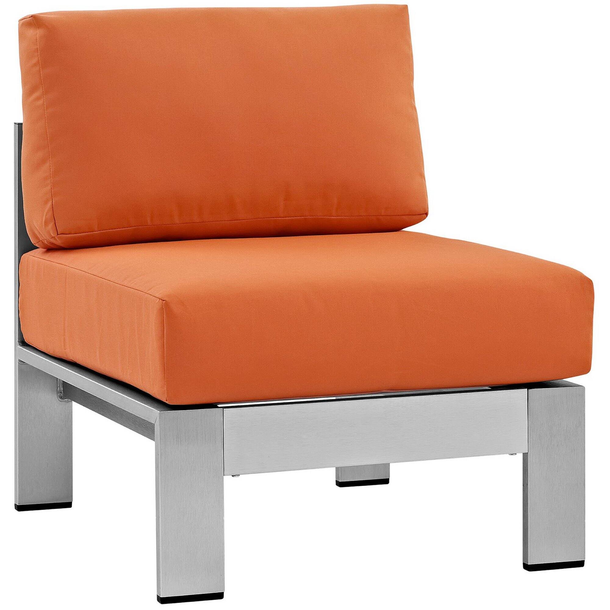 Angle. Modway - Shore Armless Outdoor Patio Aluminum Chair by Modway - Silver Orange.
