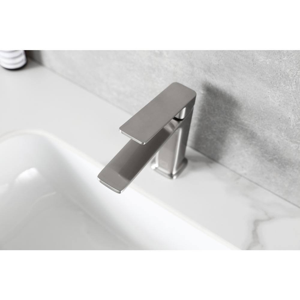 Alt View 6. Elegant Kitchen and Bath - Lena Single Hole Single Handle Bathroom Faucet in Brushed Nickel - Brushed Nickel.