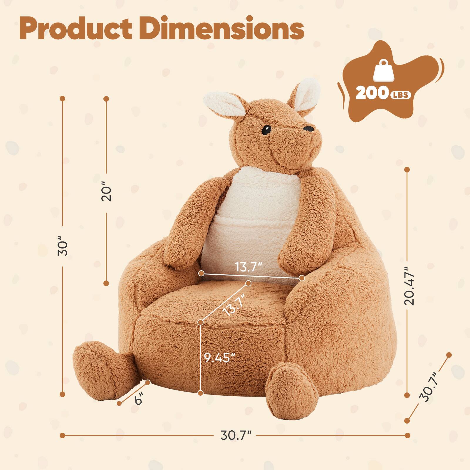 Product Dimensions: 200 LBS, 20", 30", 13.7", 13.7", 20.47", 6", 9.45", 30.7", 30.7"