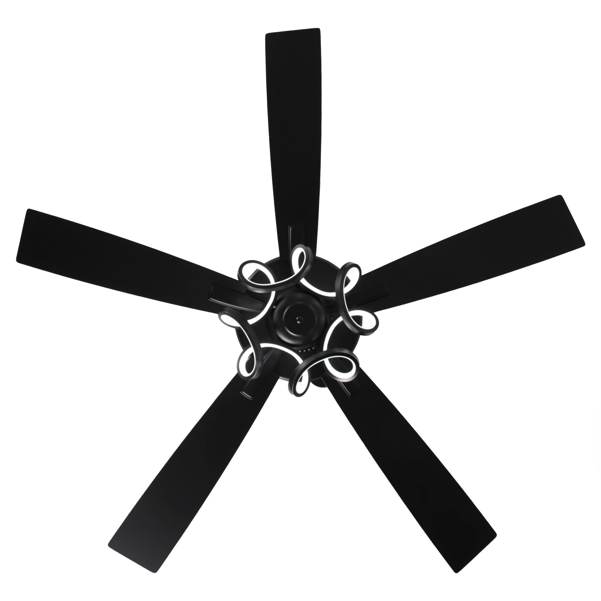 Alt View 4. Parrot Uncle - 52" Modern Black Indoor Dimmable LED Ceiling Fan with Light and Remote - Matte Black.