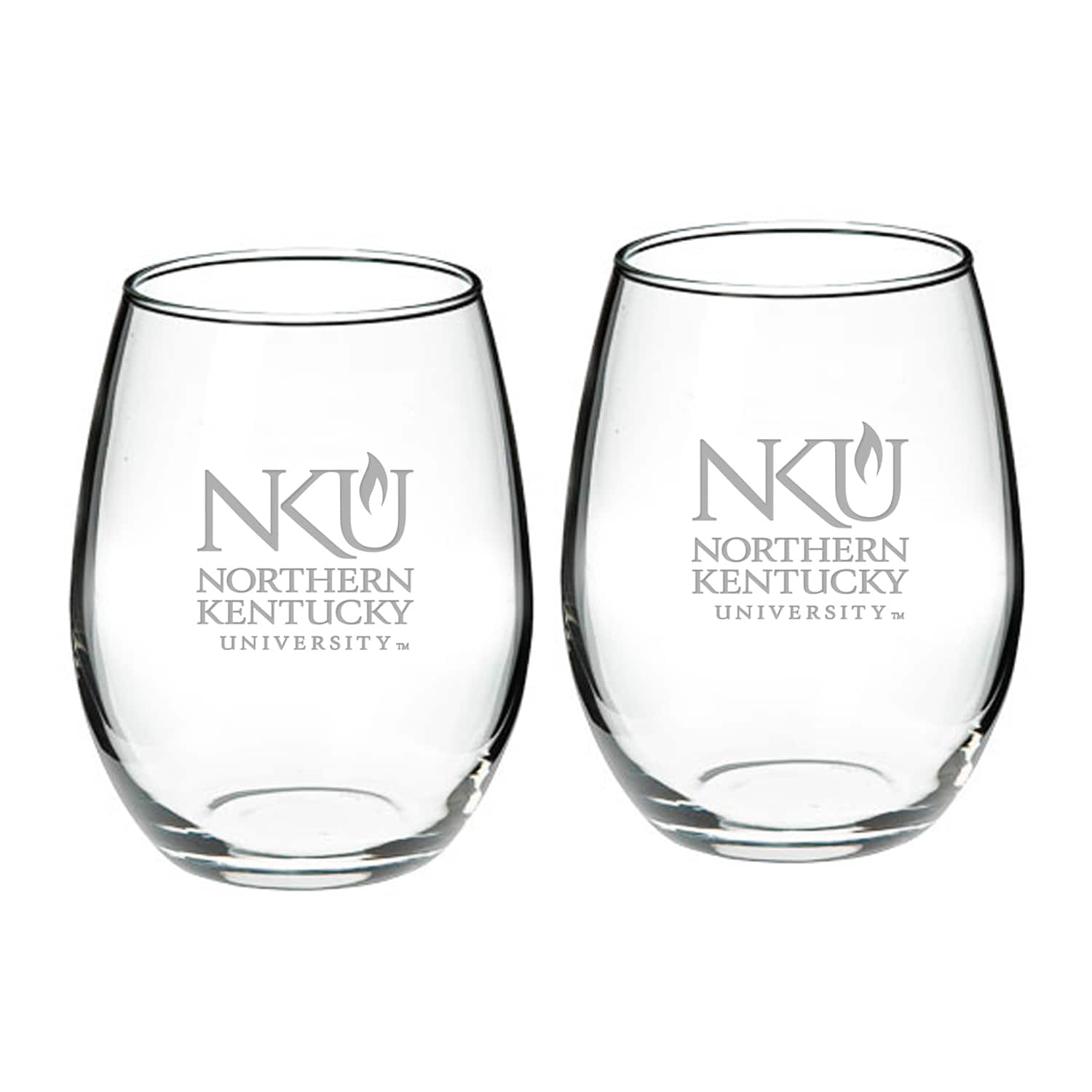 Jardine - Northern Kentucky University Norse Team Design Two-Piece 21oz. Stemless Wine Glass Set - Multicolor