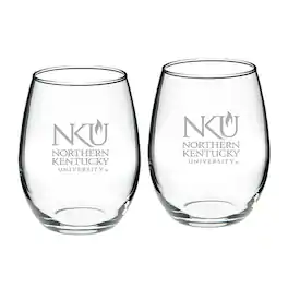 Jardine - Northern Kentucky University Norse Team Design Two-Piece 21oz. Stemless Wine Glass Set - Multicolor