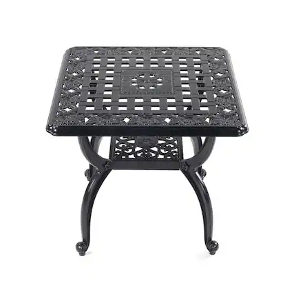 Front. Lent Glitter Wood - ALUMINUM RUST-RESISTANT PATIO TABLE - Black.
