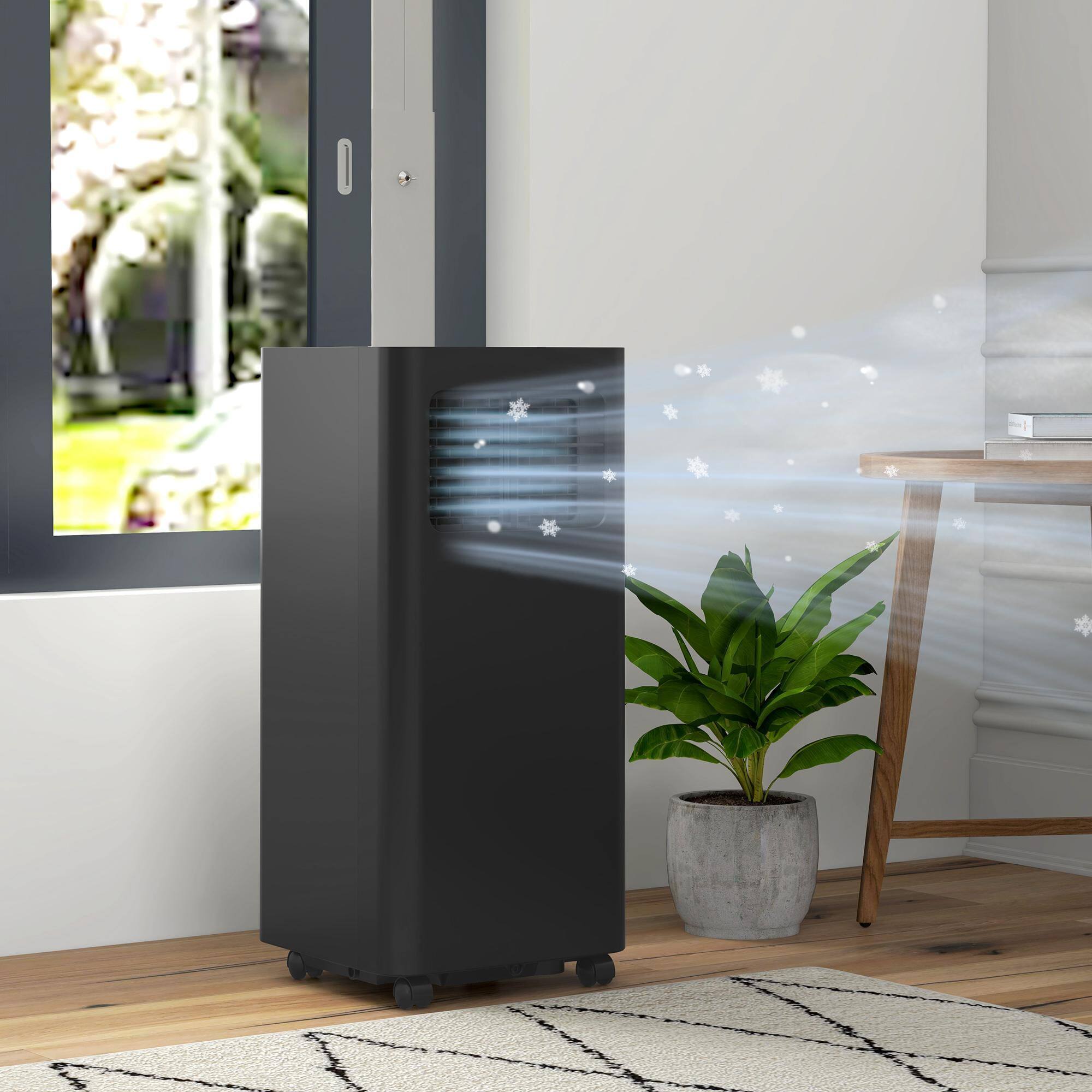 Alt View 4. Resenkos - 8000 BTU Mobile Air Conditioner, 345 Sq. Ft., AC Unit with Dehumidifier, Sleep, Window Kit, Black - Black.