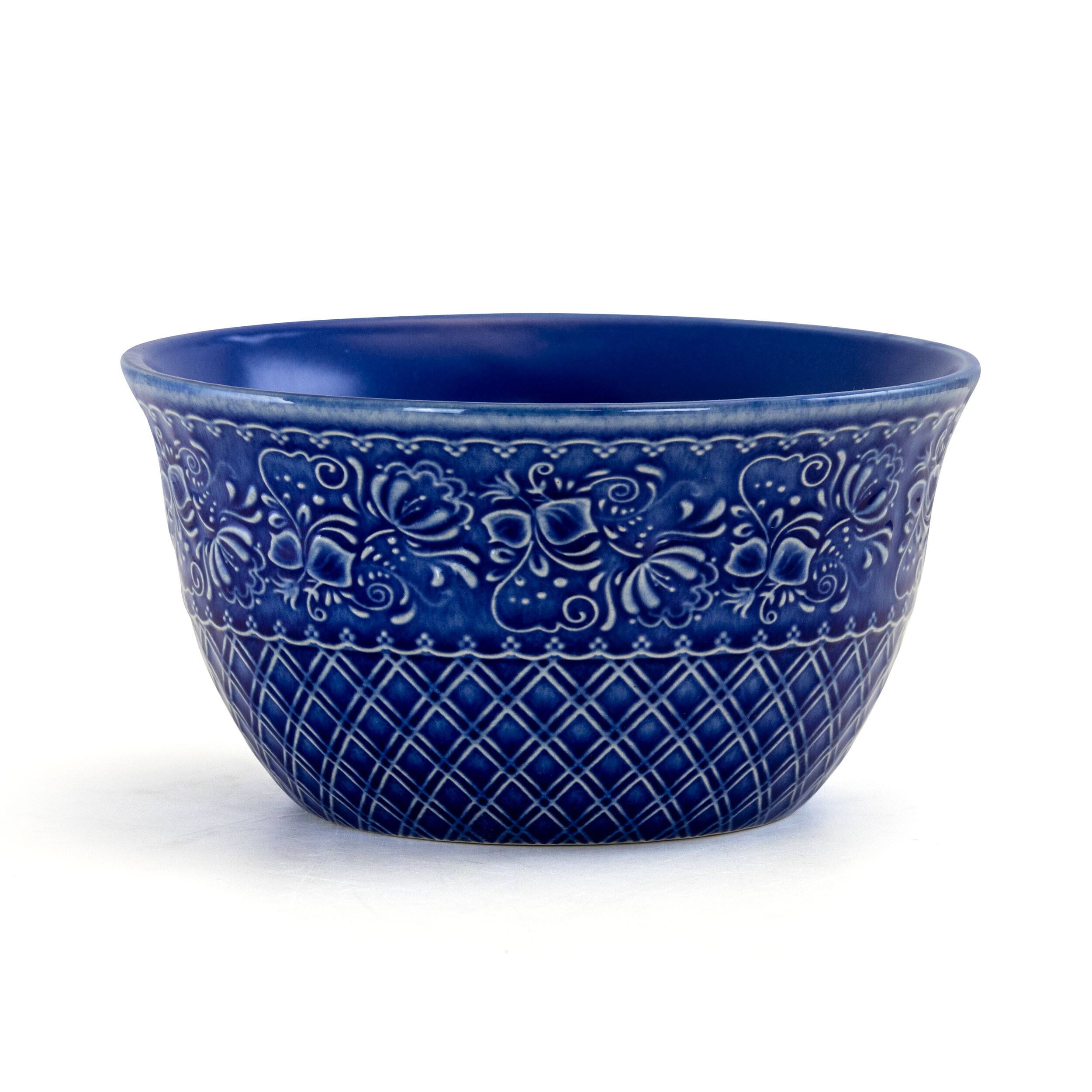 Alt View 3. Elama - Elama Indigo Lotus 16 Piece Square  Dinnerware Set - Indigo.