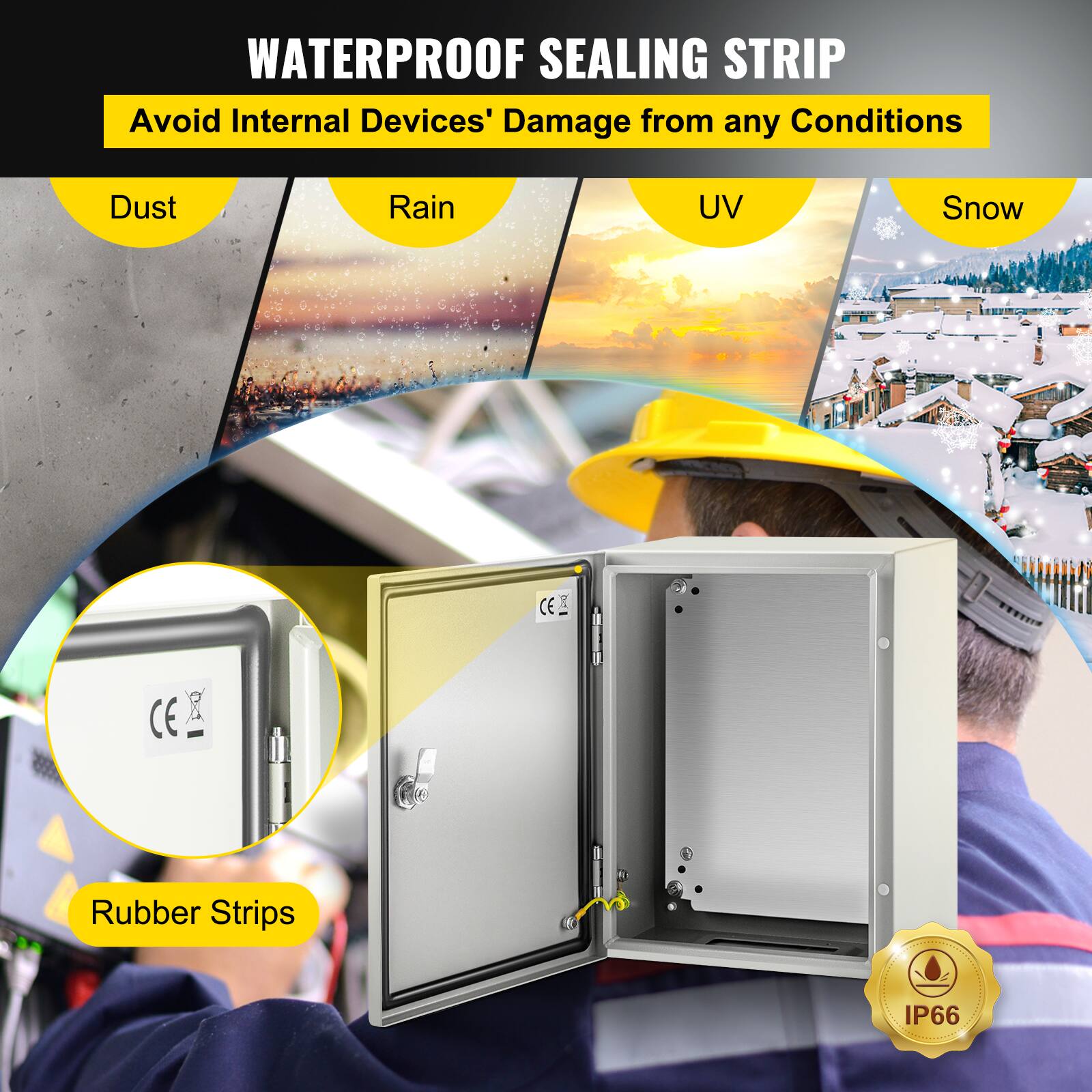 WATERPROOF SEALING STRIP

Avoid Internal Devices' Damage from any Conditions

Dust
Rain
UV
Snow

CE

Rubber Strips

IP66
