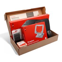 Staples - Easy Desktop Set, Keyboard, Mouse, Mouse Pad, Laptop Stand, ProGel Pens & Sticky Notes (ST63681) - Black