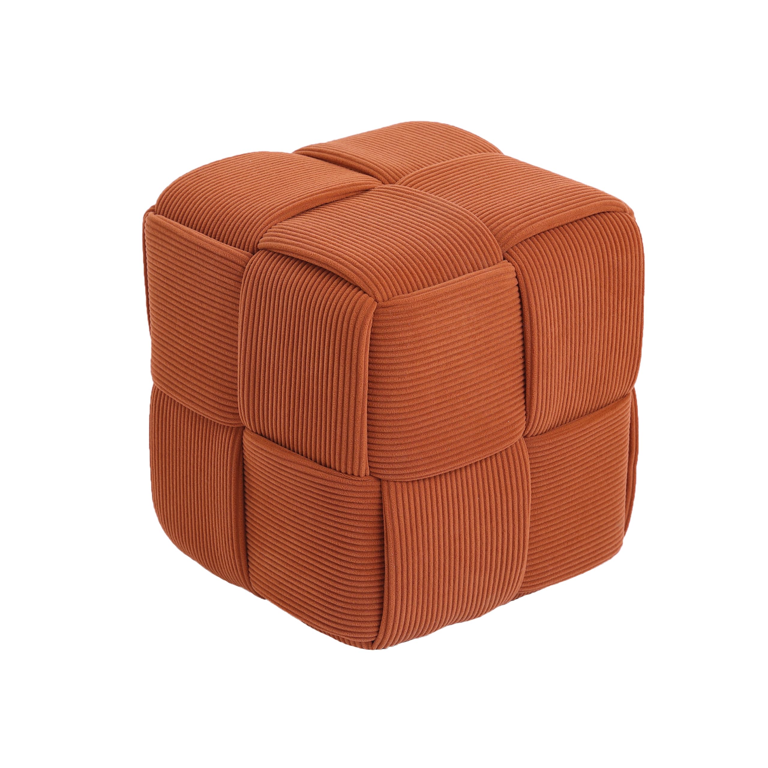 Front. JETRANSPORT - Ottoman Foot Rest Soft Comfortable Square Corduroy Woven Design Sofa Stool (grey) Comfortable - Orange.