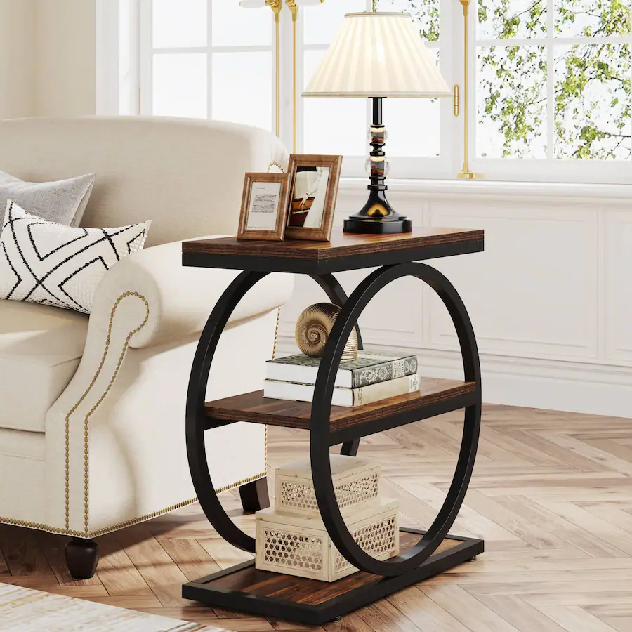 Table Top Civil Tribesigns Industrial End Table with Engineered Wood Construction ...