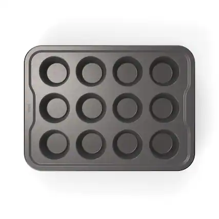 Front. Ninja - Ninja NeverStick Essential 12-Cup Muffin Pan - Grey.