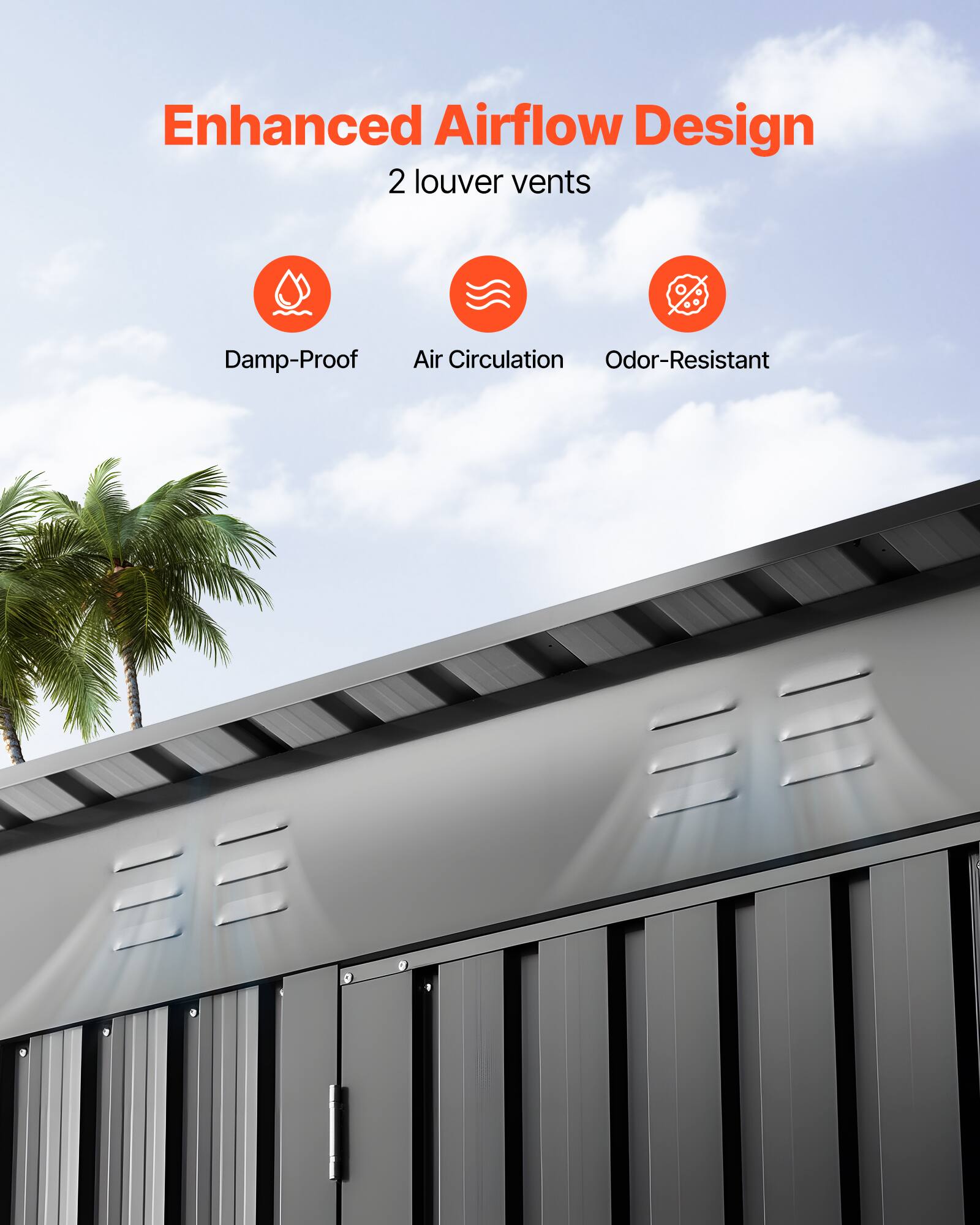 Enhanced Airflow Design  
2 louver vents  
Damp-Proof  
Air Circulation  
Odor-Resistant