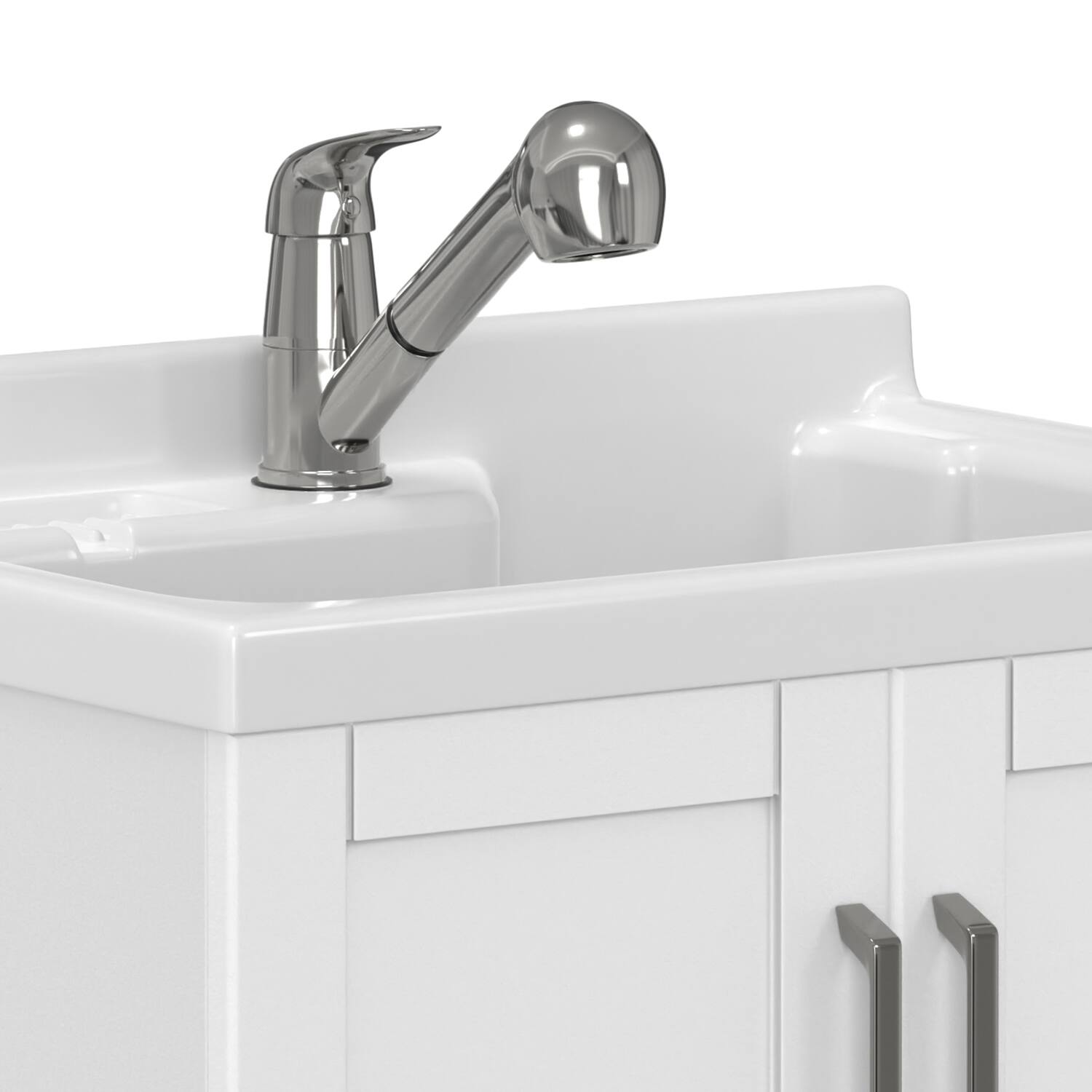 Alt View 7. Simpli Home - Kyle All-In-One 28-inch Laundry Utility Sink and Cabinet and ABS Sink - Pure White.