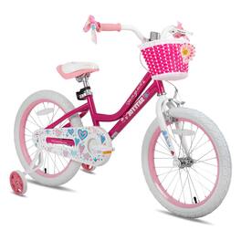 JOYSTAR - Angel Kids Bike for Toddlers Ages 5-9, Children's Bicycle with Training Wheels Basket for Girls Boys, 18" - Pink