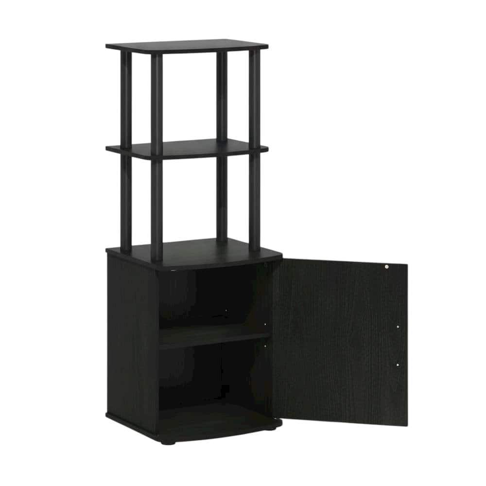 FurniFact - Wooden TV Stand with Storage Cabinet and Tall Designwood/ - Black