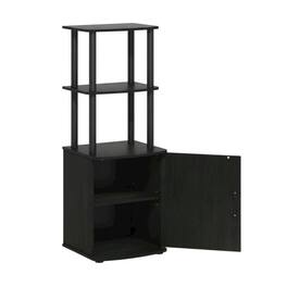 FurniFact - Wooden TV Stand with Storage Cabinet and Tall Designwood/ - Black
