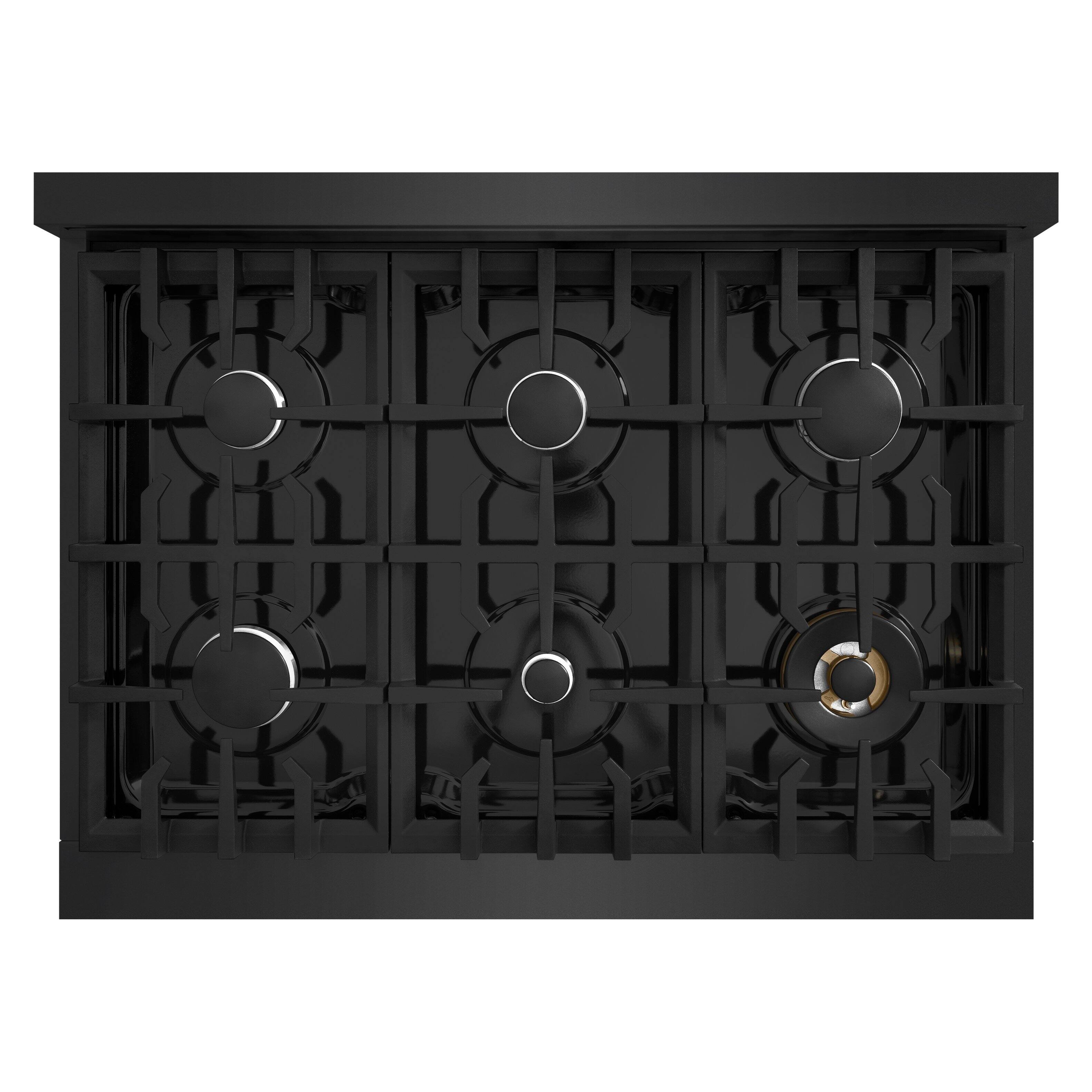 Alt View 6. ZLINE - ZLINE 36 in. Classic Gas Rangetop with 6 Burners and Porcelain Cooktop in Black Stainless Steel (RTB2-36) - Black Stainless Steel.