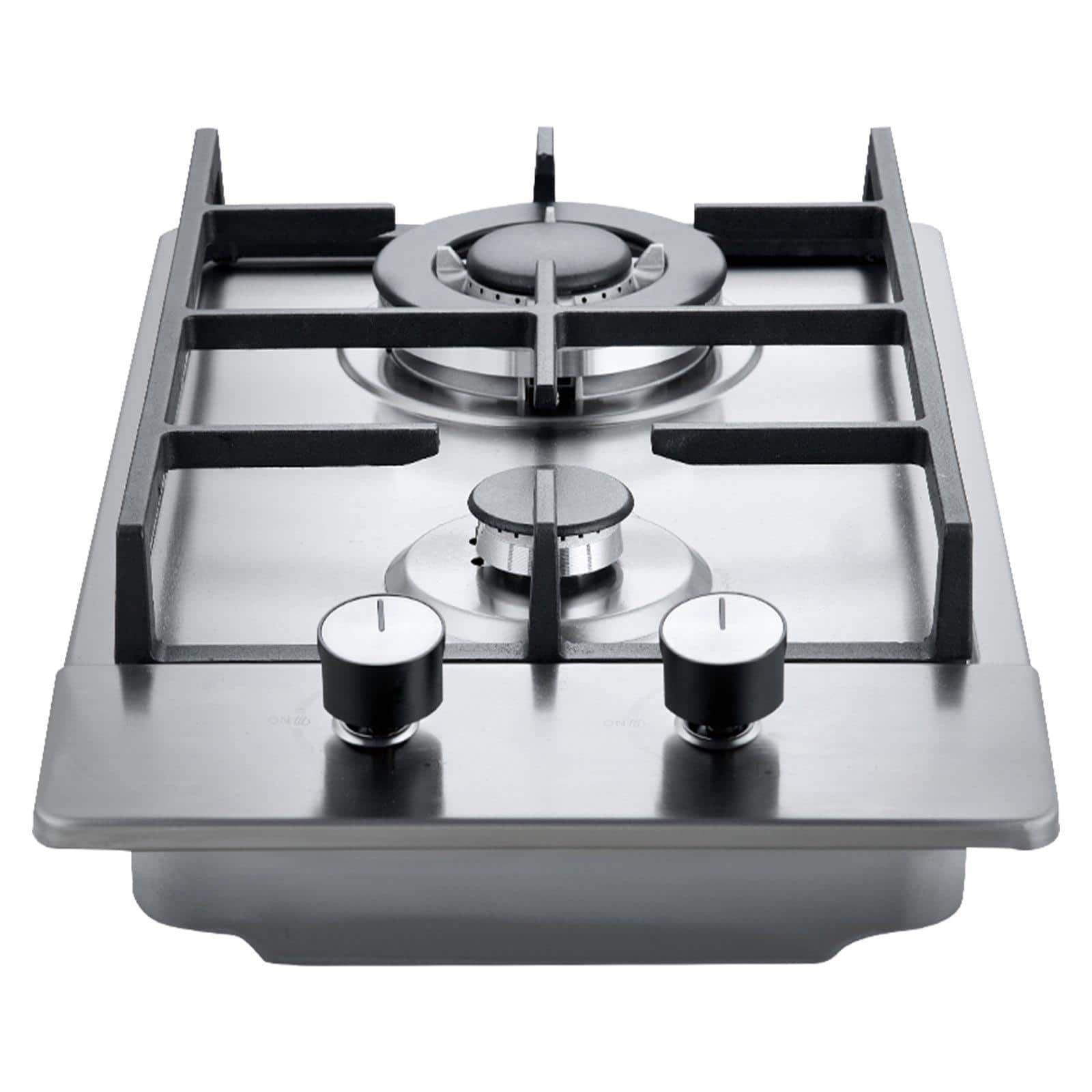 Glintex - 12 Inch Gas Cooktop 2 Burners Stainless Steel Built-in Stove 12250BTU Dual Fuel LPG NG with Thermocouple Protection. - Natural
