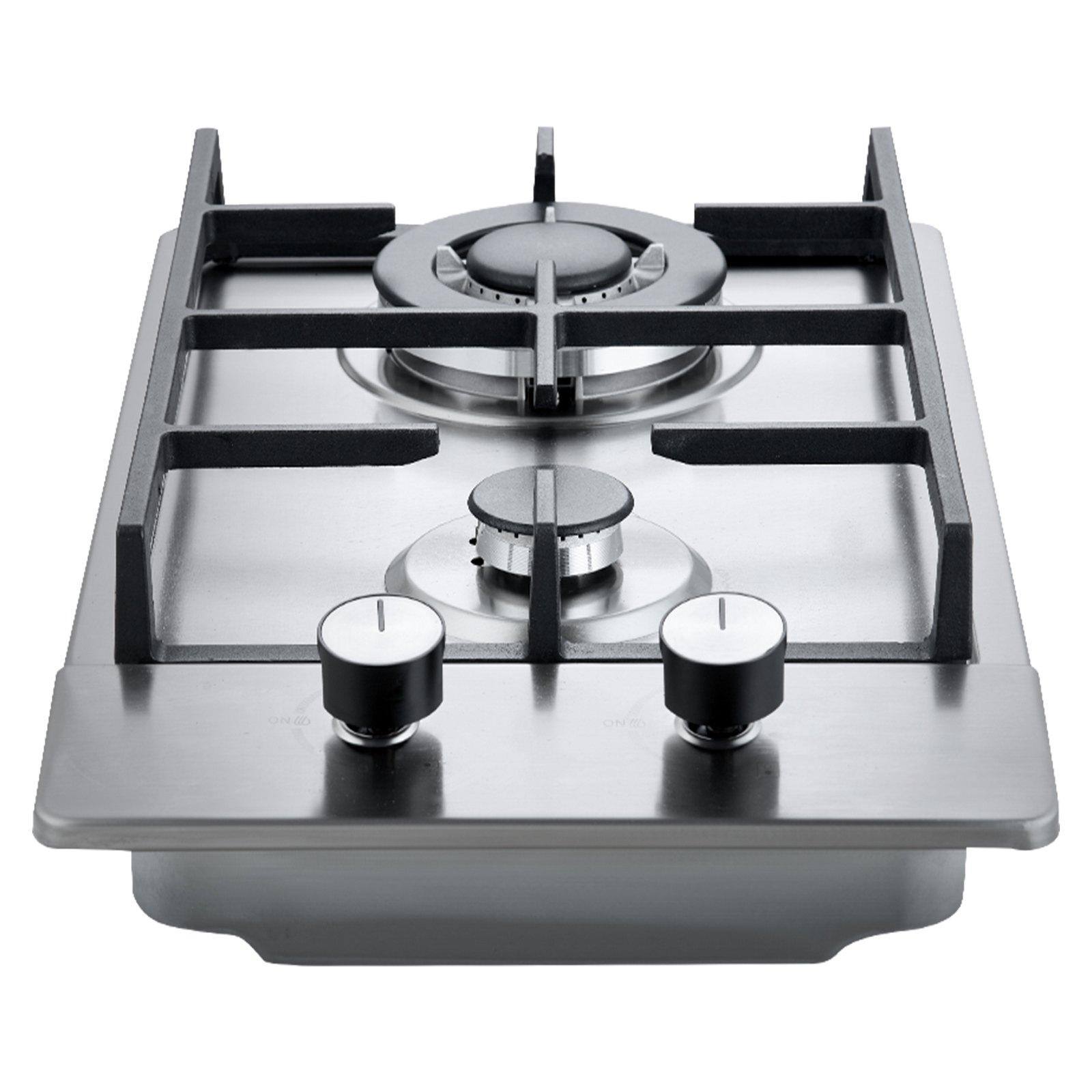 Front. Glintex - 12 Inch Gas Cooktop 2 Burners Stainless Steel Built-in Stove 12250BTU Dual Fuel LPG NG with Thermocouple Protection. - Natural.
