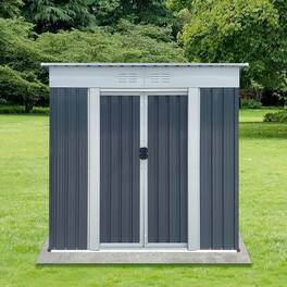 Loheer - 6x4 Outdoor Storage Shed Grey Pent Roof Backyard Tool Shed