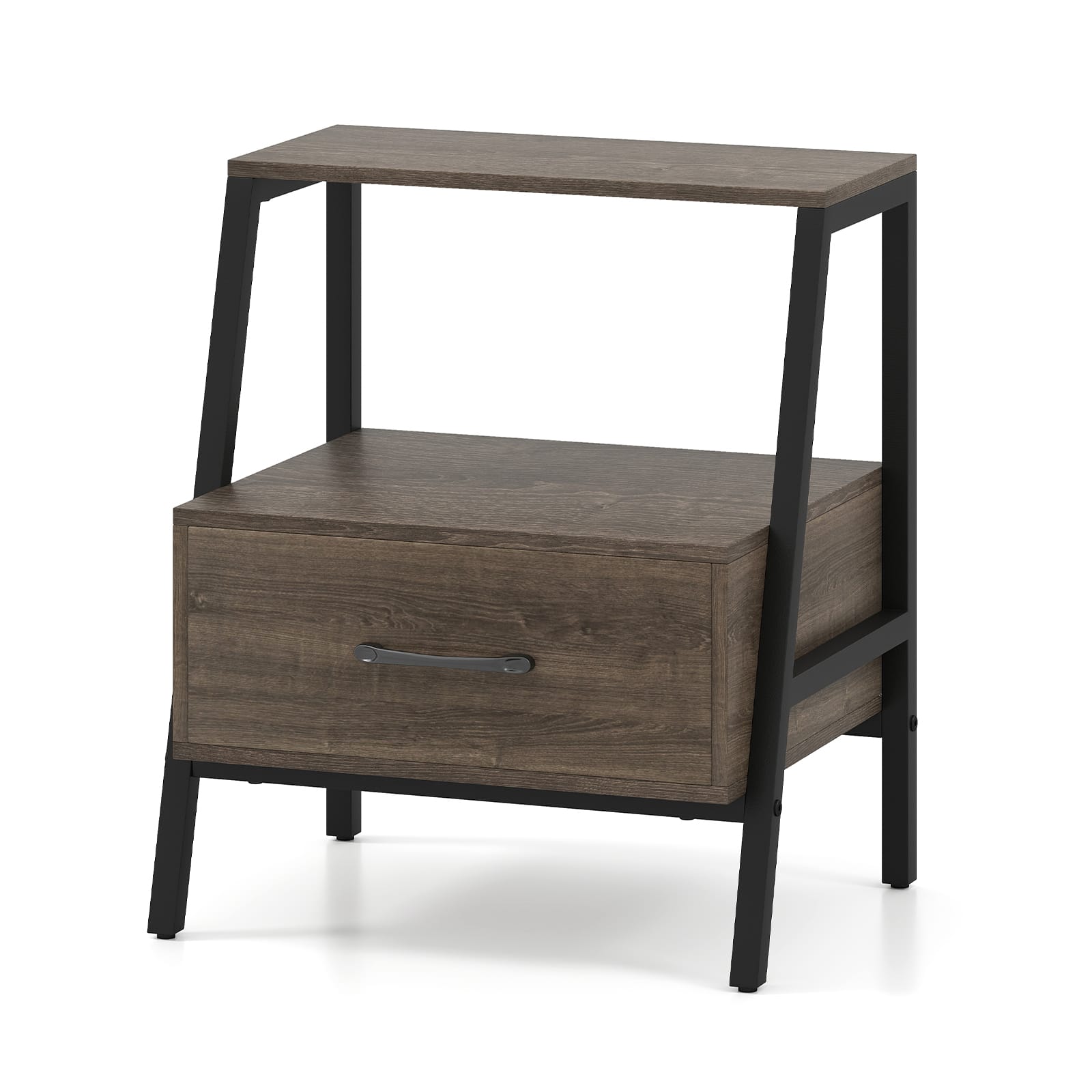 WELLFOR - 3-Tier Farmhouse Nightstand with Open Shelf - Gray price history on PriceWatchPro