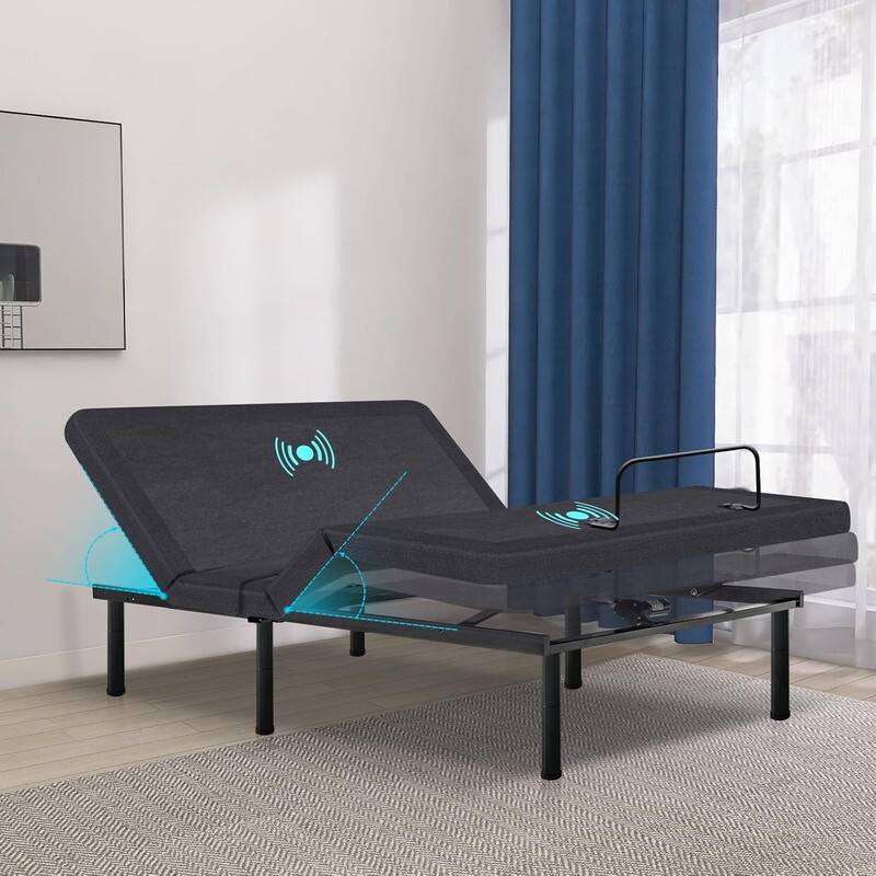 Front. Vipbear - Vipbear Adjustable Bed Frame with Massage, Updated Adjustable Bed Base ， Voice Control Electric Beds，Full - Black.