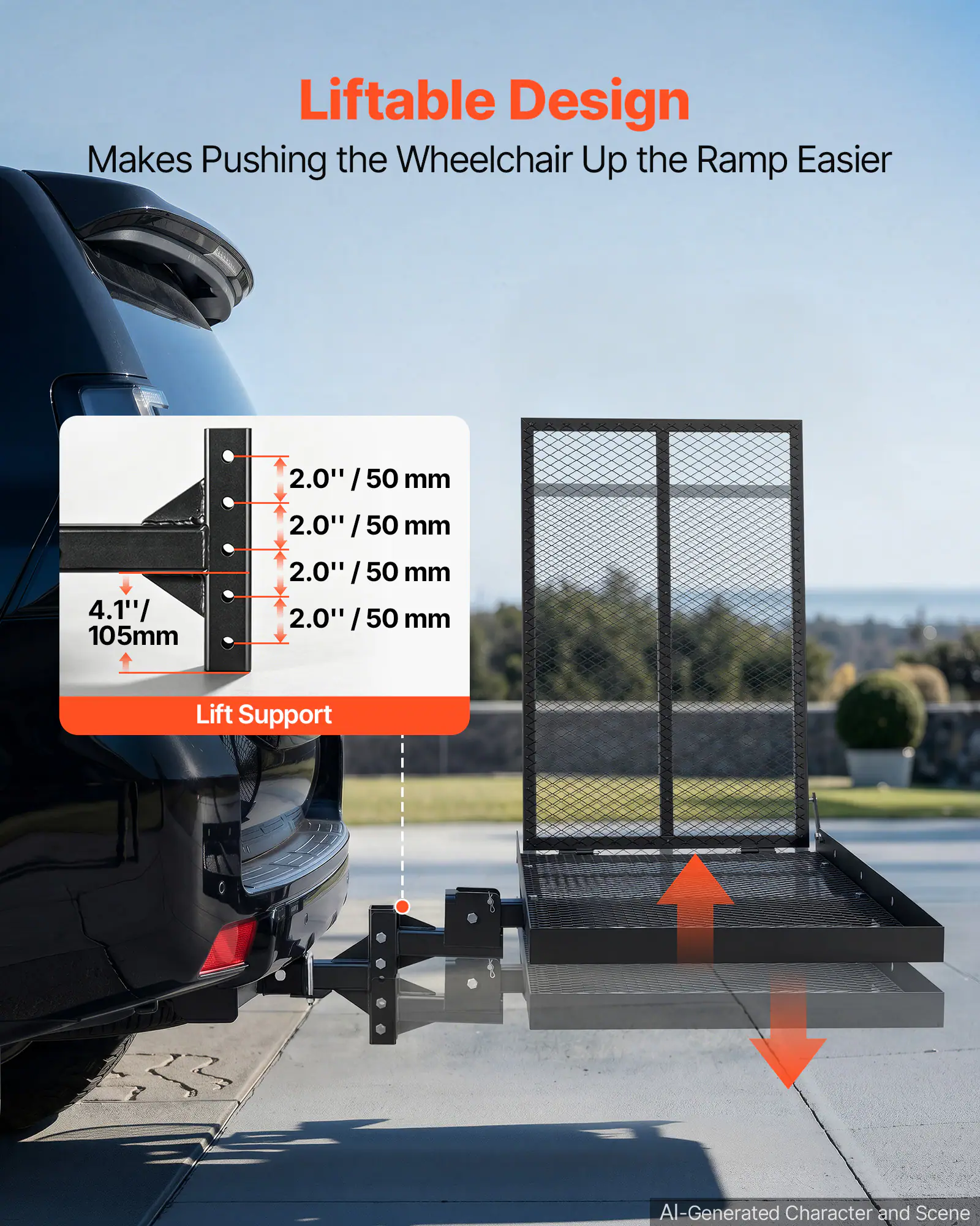 Liftable Design Makes Pushing the Wheelchair Up the Ramp Easier

2.0" / 50 mm
4.1"/ 105mm
2.0" / 50 mm
2.0"/ 50 mm
2.0"/ 50 mm

Lift Support

AI-Generated Character and Scene