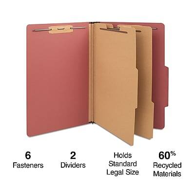 6 Fasteners  
2 Dividers  
Holds Standard Legal Size  
60% Recycled Materials