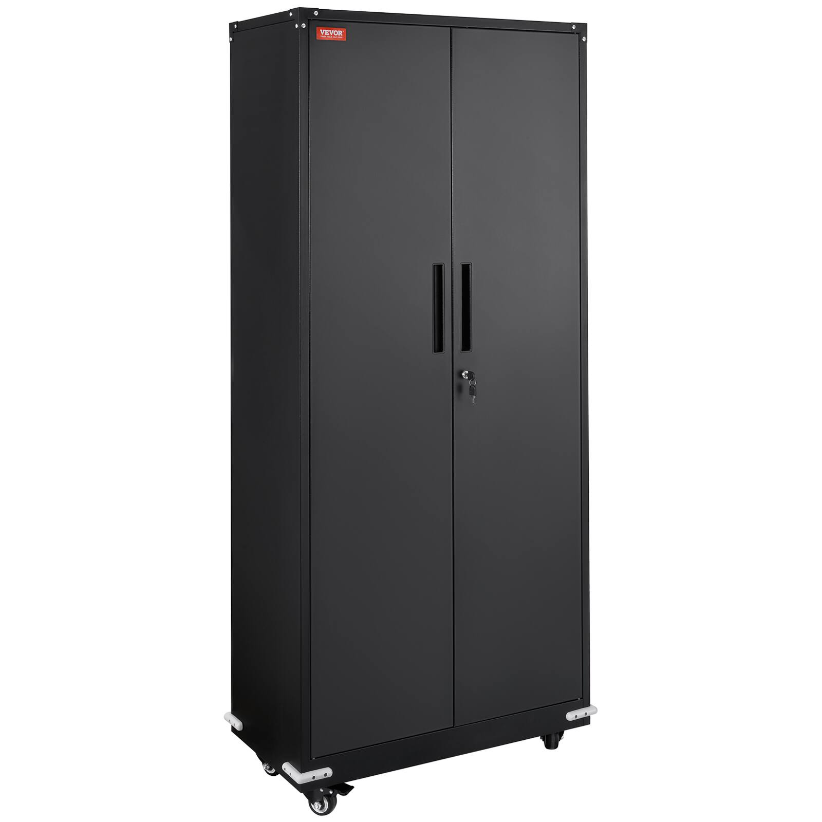 Alt View 5. VEVOR - VEVOR Metal Storage Cabinet with Wheels, 75 in Locking Cabinet with 4 Adjustable Shelves & 2 Magnetic Doors - Black.