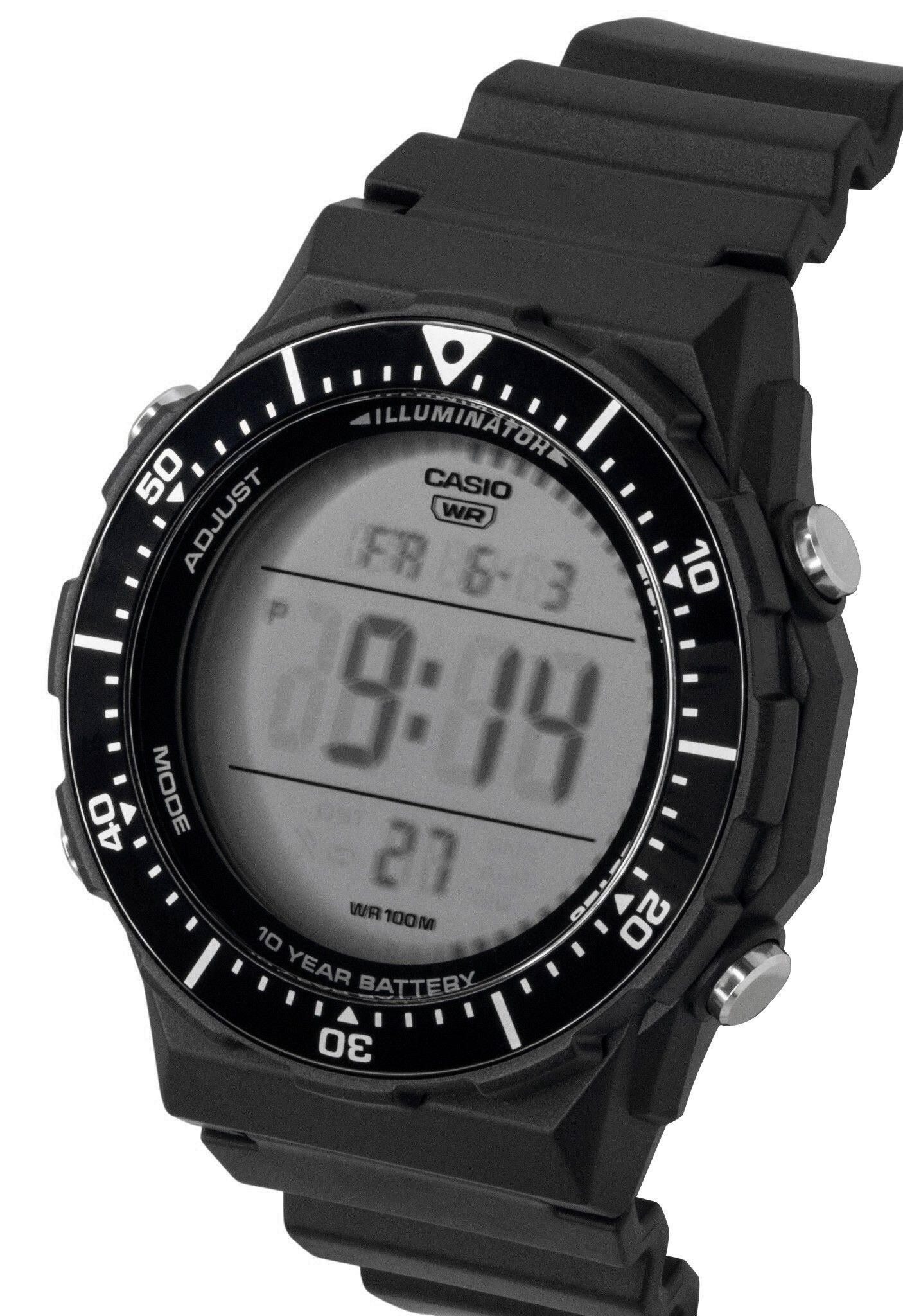 ILLUMINATOR 50 CASIO ADJUST WR FRE6-03 10 MODE 19:14 40 27 WR 100M 100 20 10 YEAR BATTERY 30