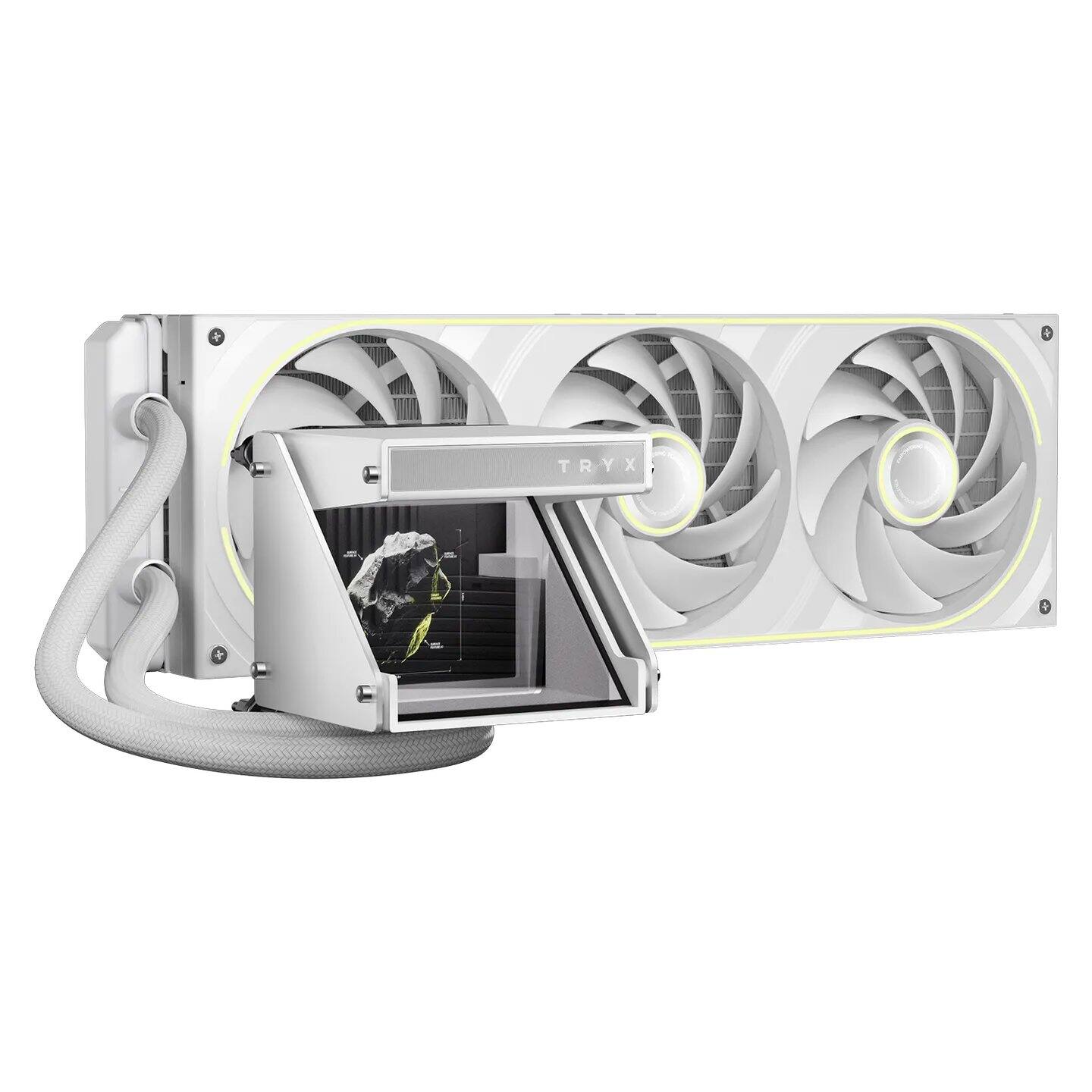 Angle. TRYX - HOLO ARGB 360mm Holographic AIO Liquid Cooler - White.