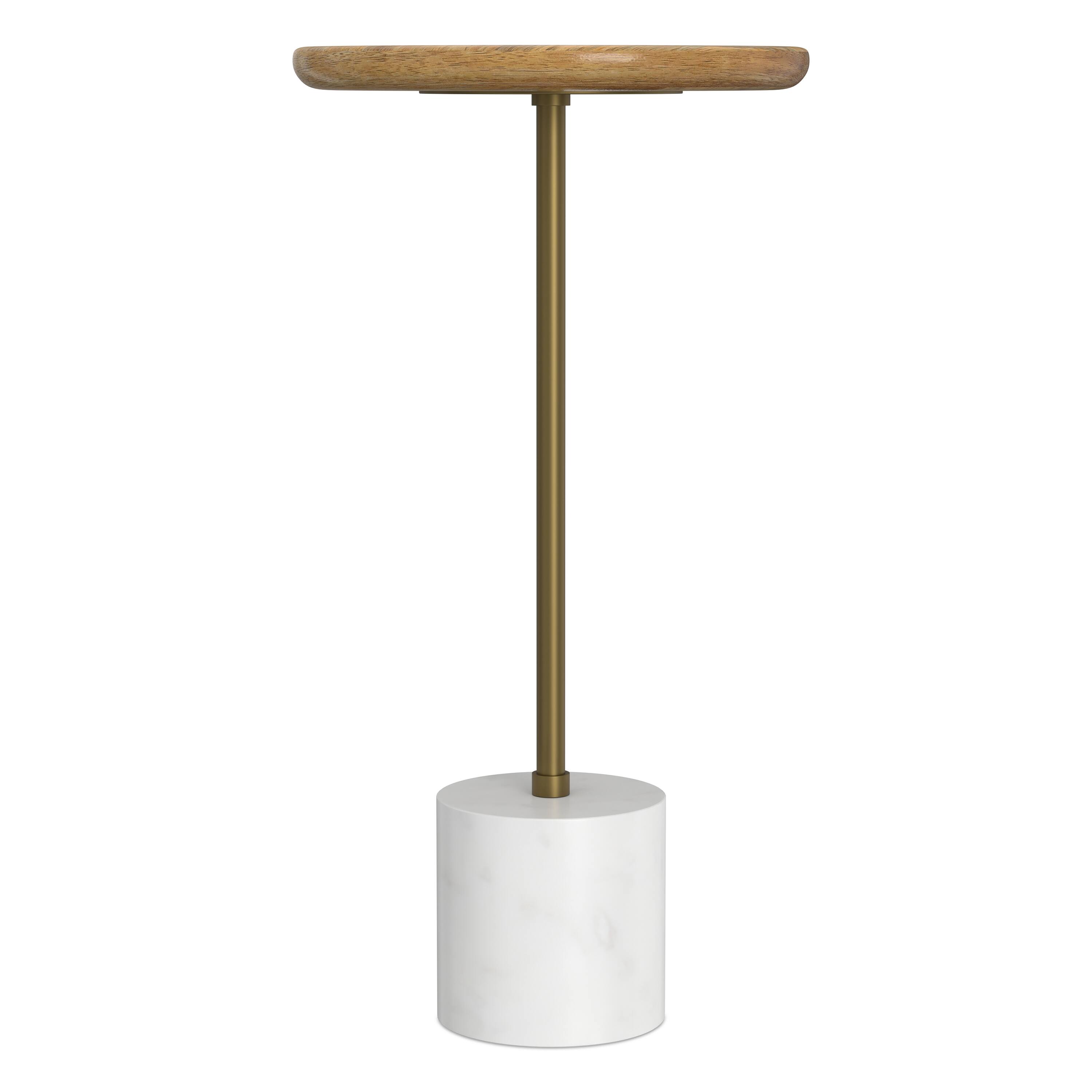 Left. Simpli Home - Turner 12 inch Wide Solid Mango/Genuine Marble/Iron Modern End Table in Natural/Antique Brass/White - Natural, Antique Brass.
